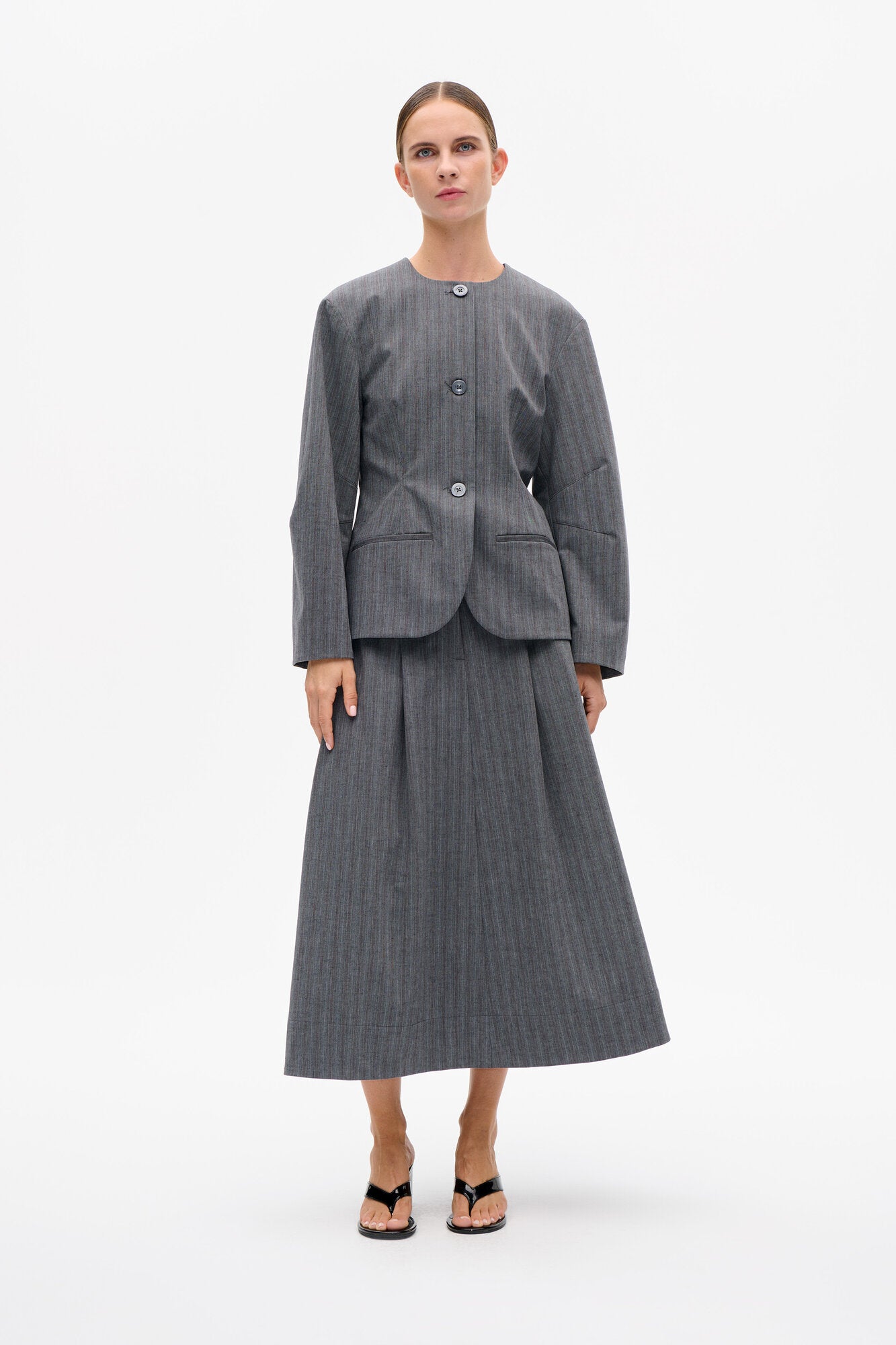 Sabrinna nederdel - Grey Stripes