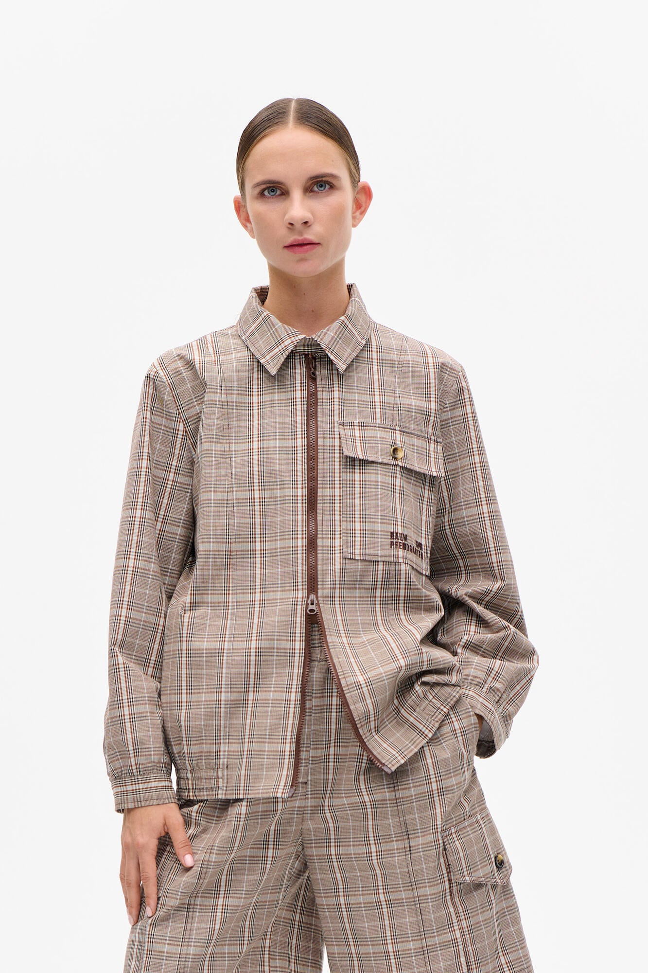 Beline jakke - Brown Mini Check