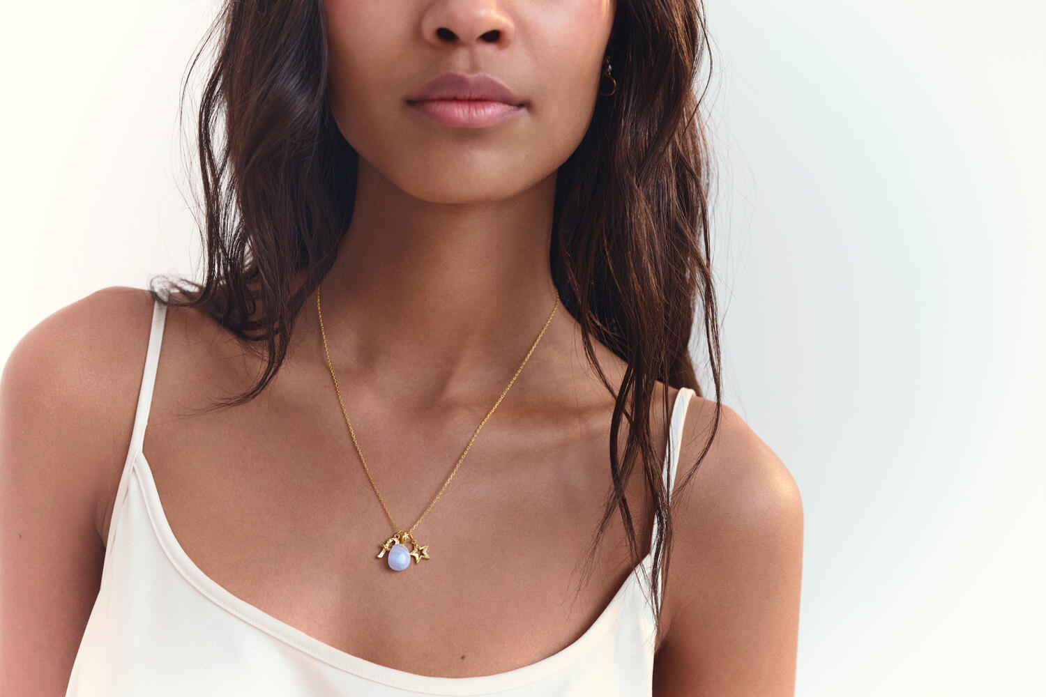 Blue Lace Air vedhæng - forgyldt