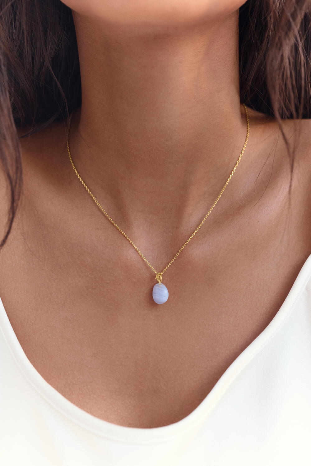 Blue Lace Air vedhæng - forgyldt