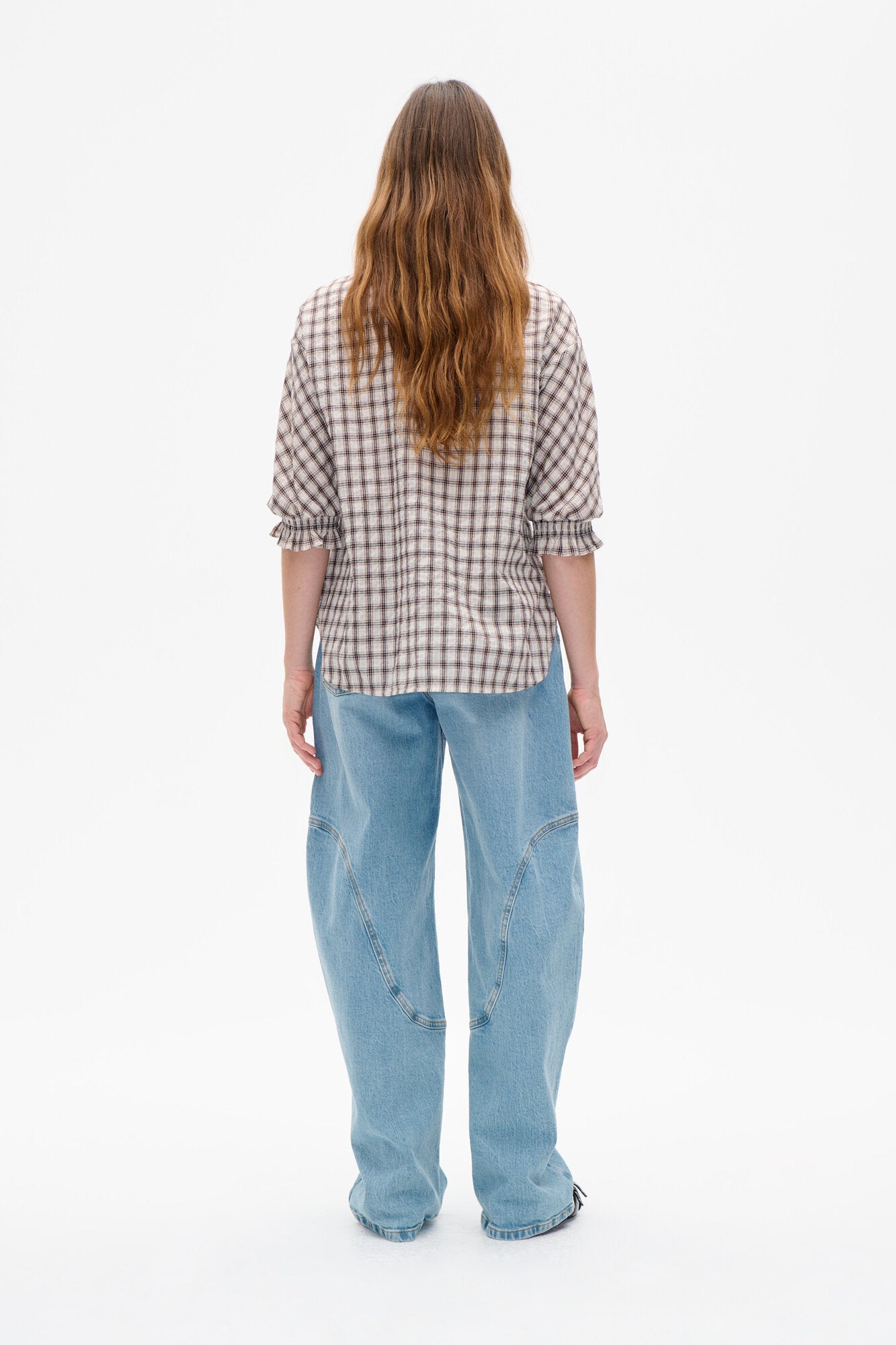 Margit bluse - Creme Mini Check