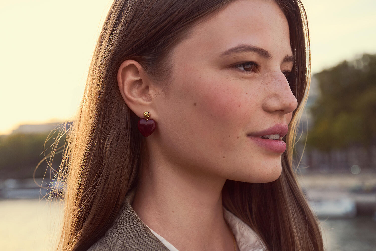 Rosy Heart øreringe - Maroon