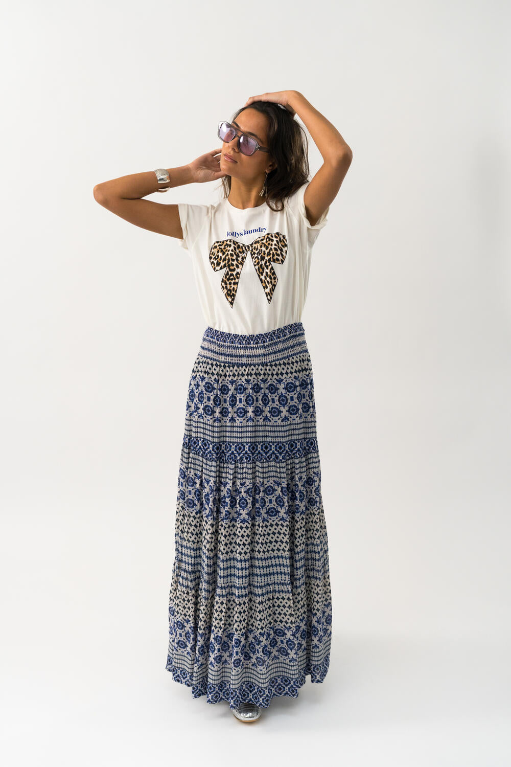 Diamond lang nederdel - blå