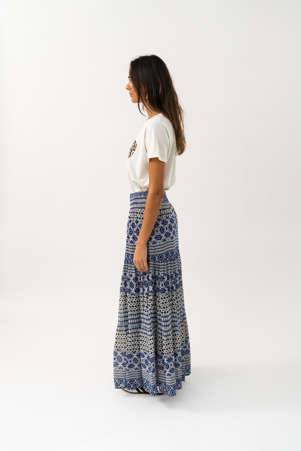 Diamond lang nederdel - blå