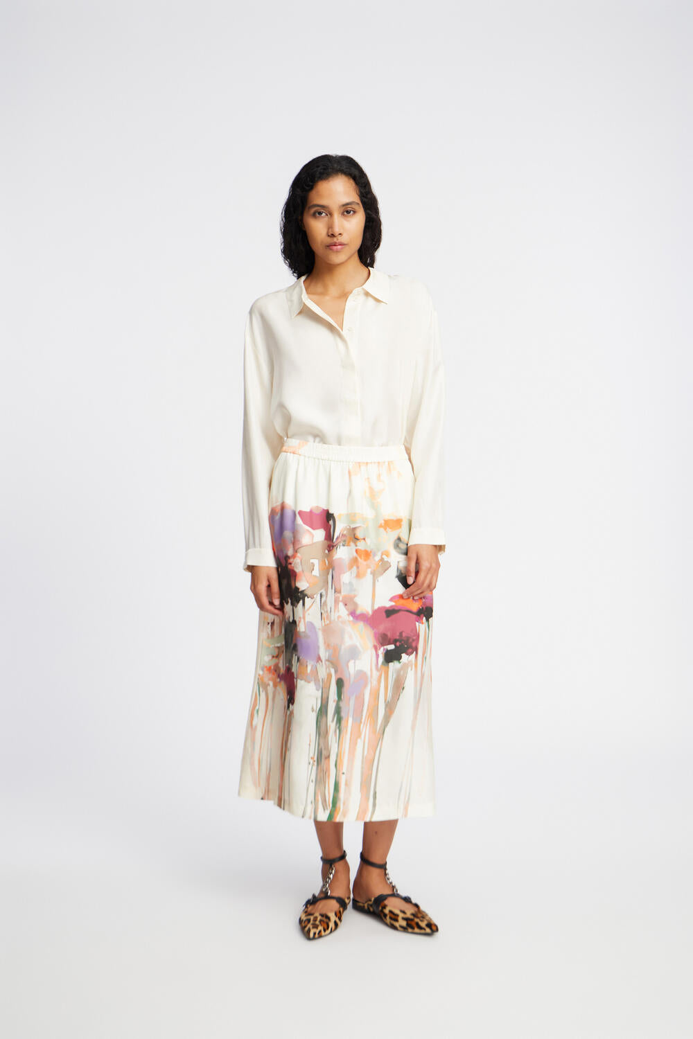 Aruma midi silkenederdel - Sand