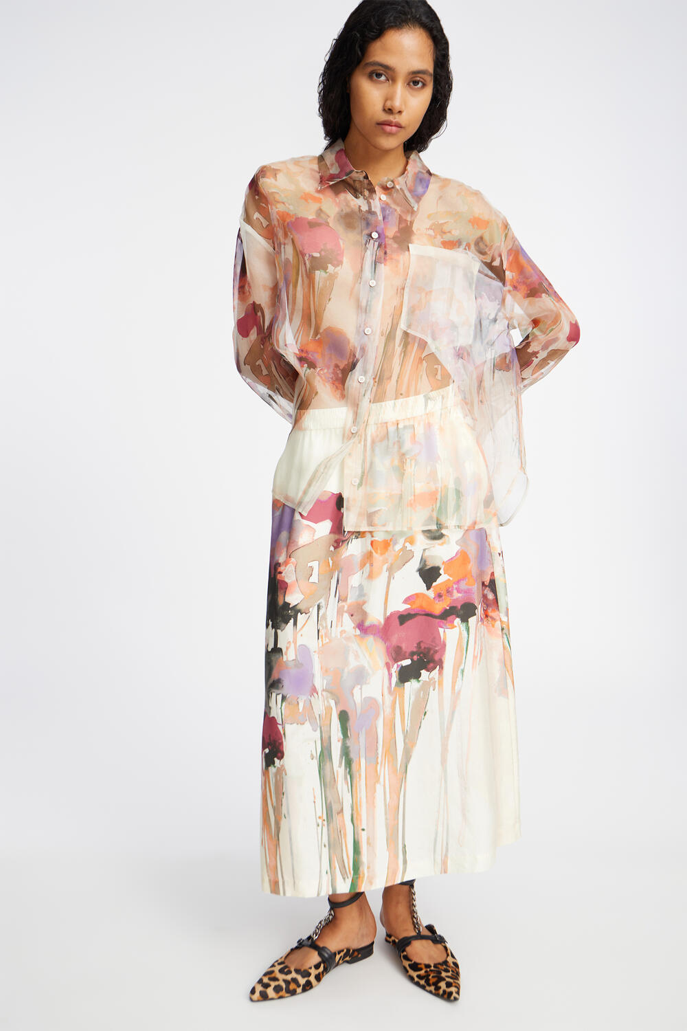 Aruma midi silkenederdel - Sand