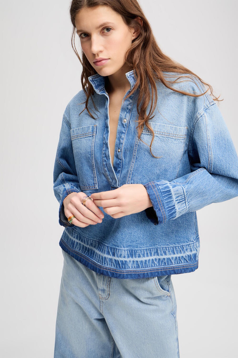Luxa denimbluse - Light Blue