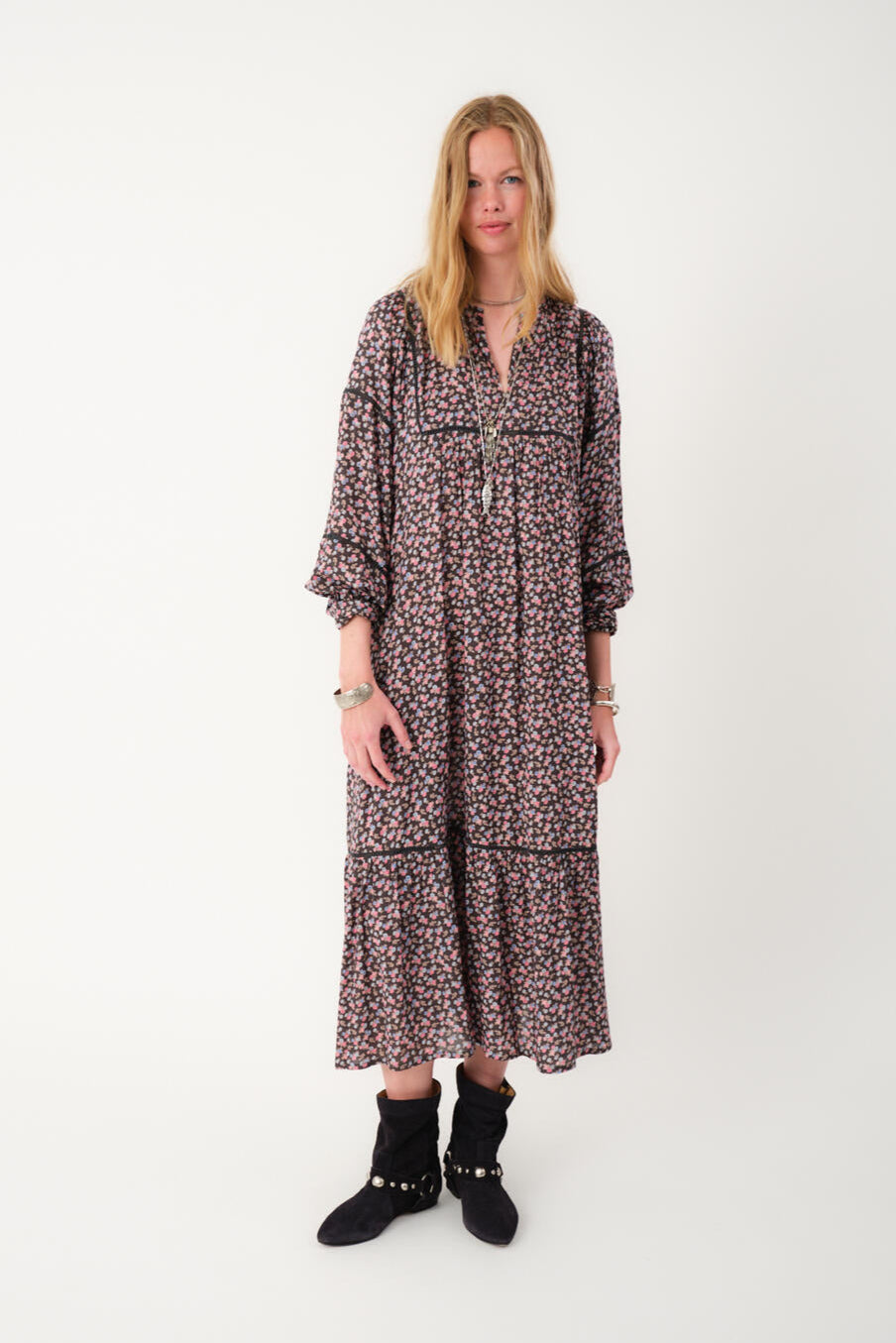 Latour lang kjole - Washed Black