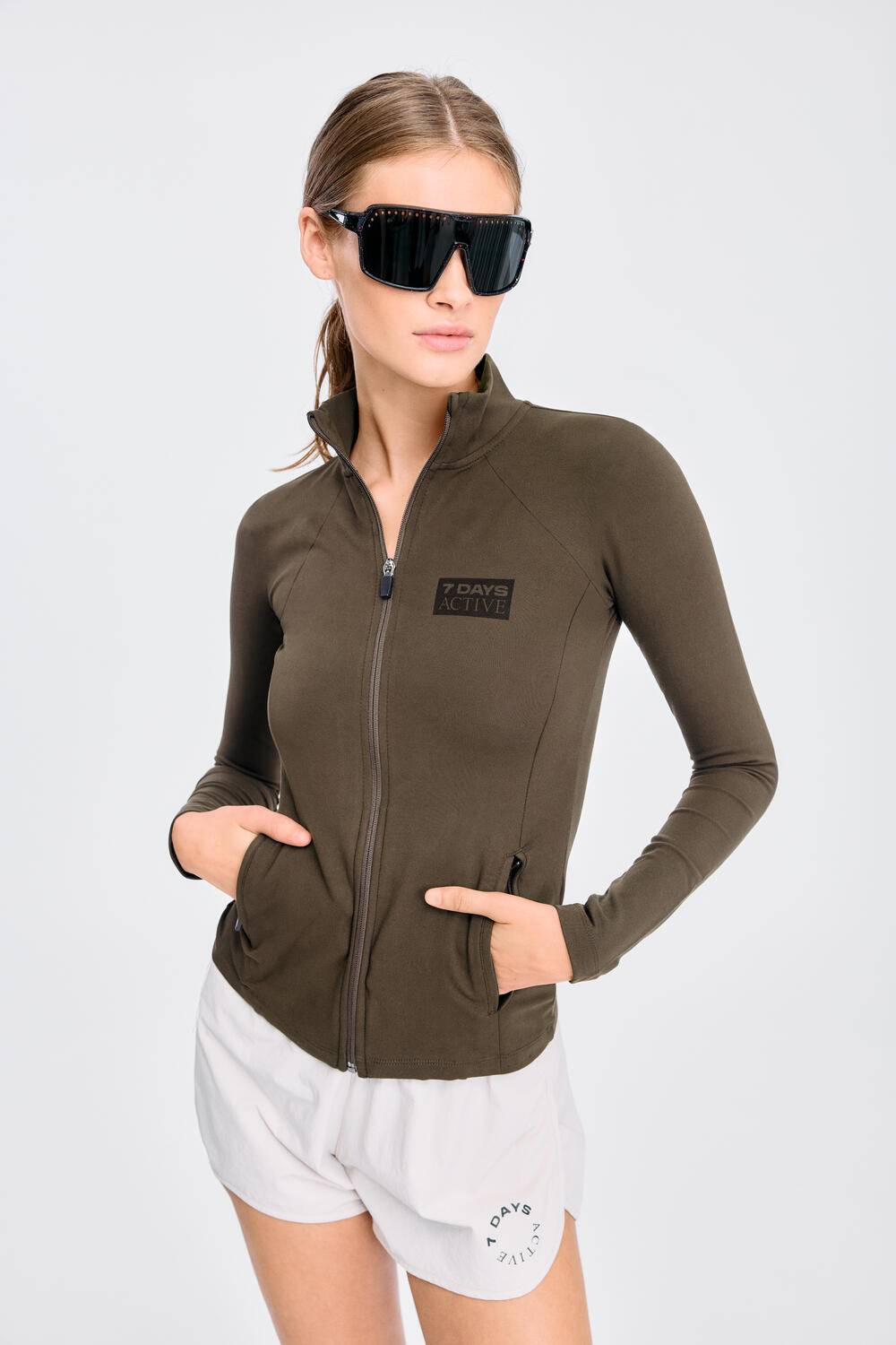 Full Zip Running træningsbluse - Mocca