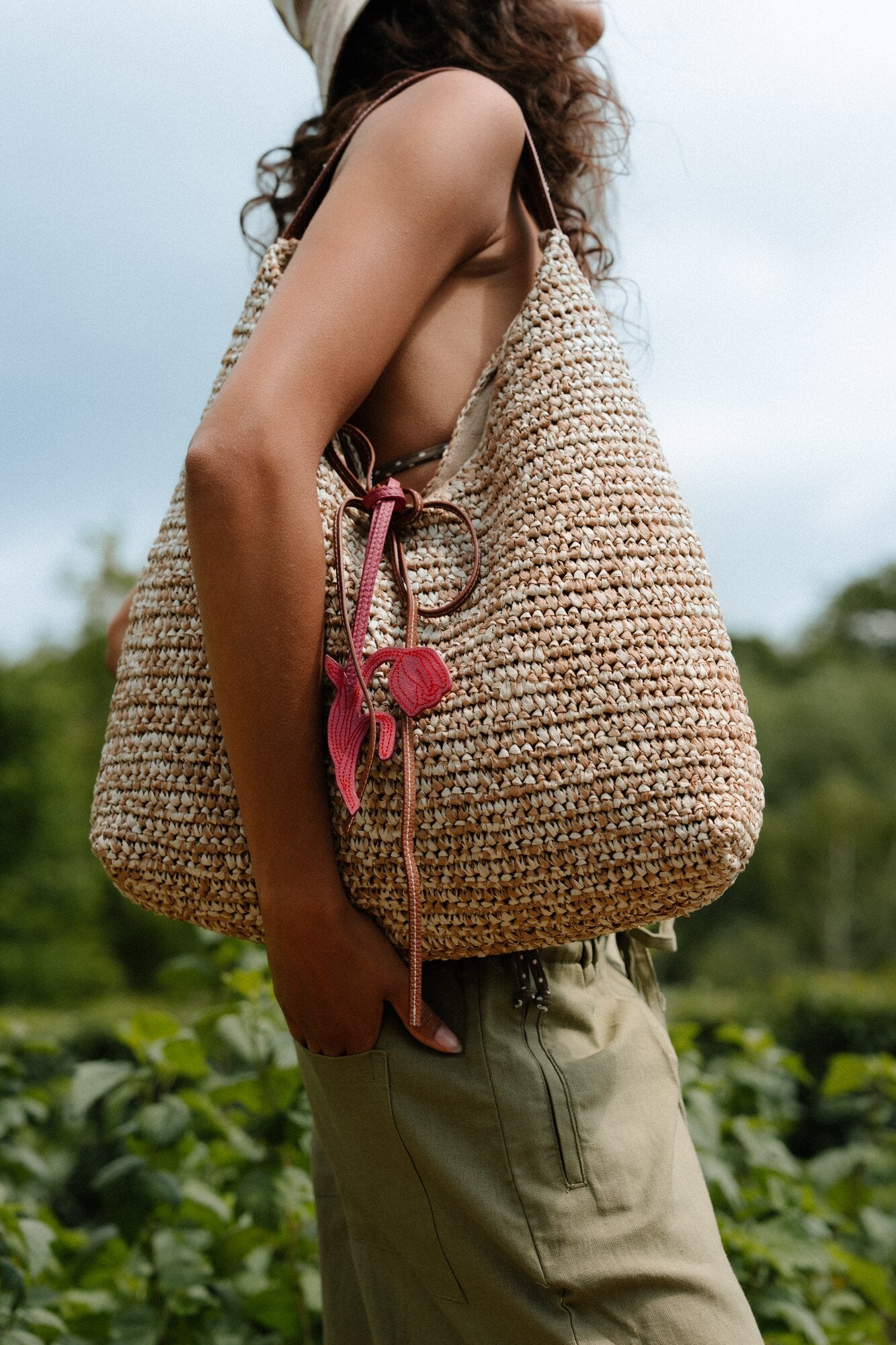 Paper Straw Siena taske - Mocha Brown