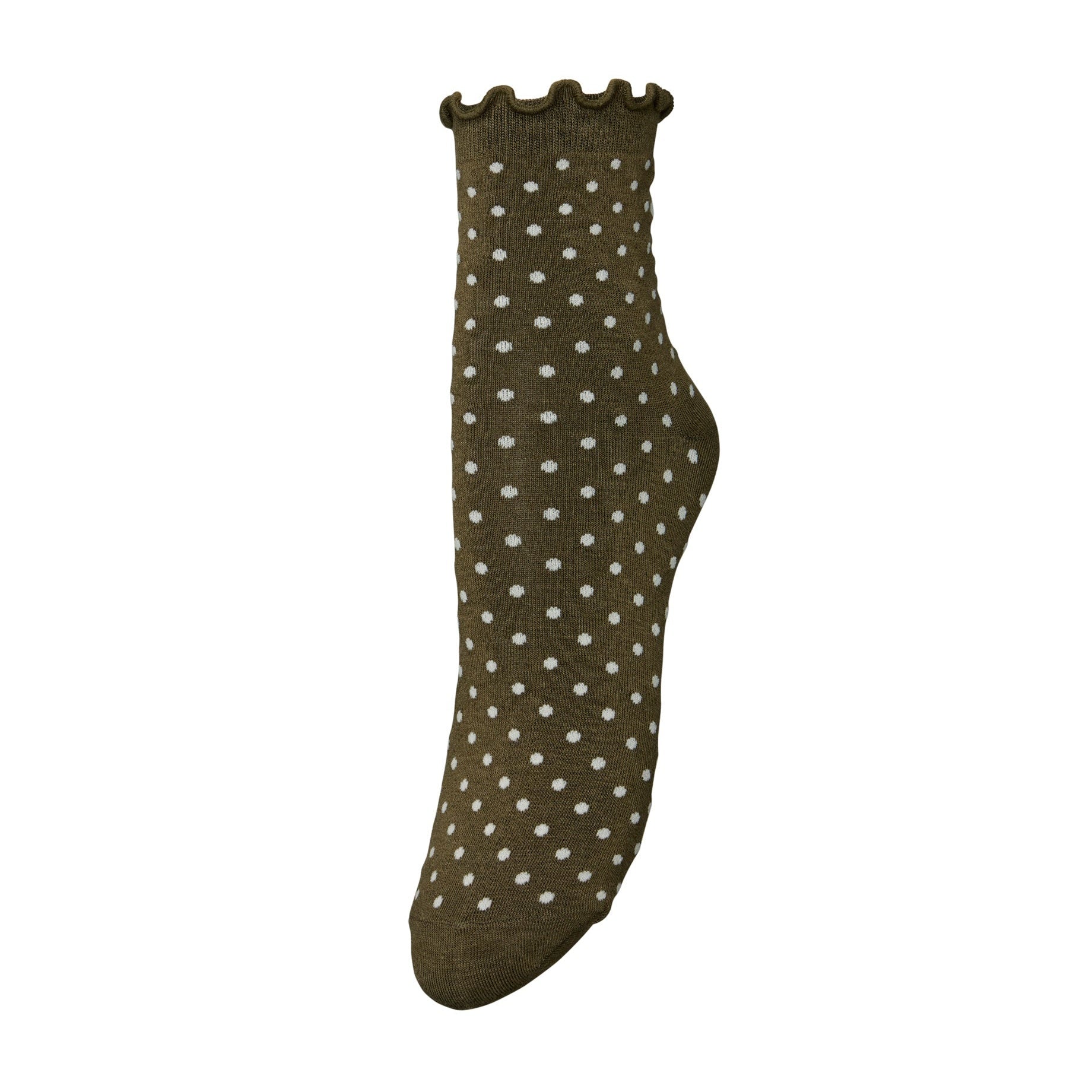 Dotted Frilla Short strømper - Dark Olive