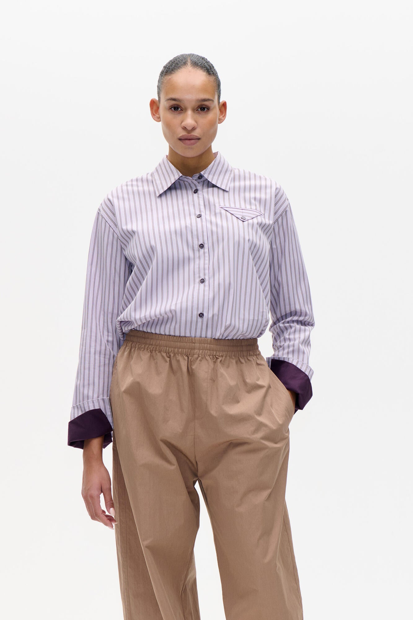 Melinda skjorte - Thistle Grey Stripe