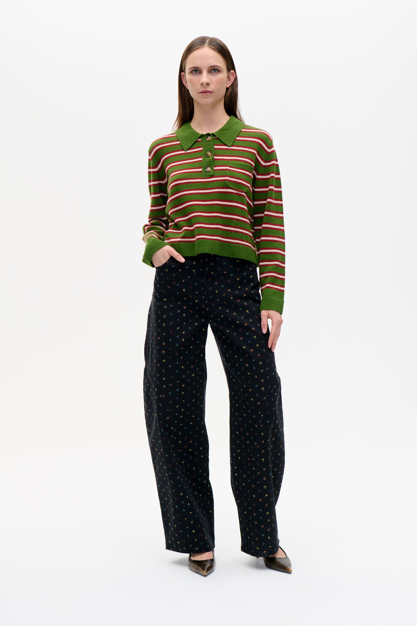 Napolen jeans - Black Petite Flower