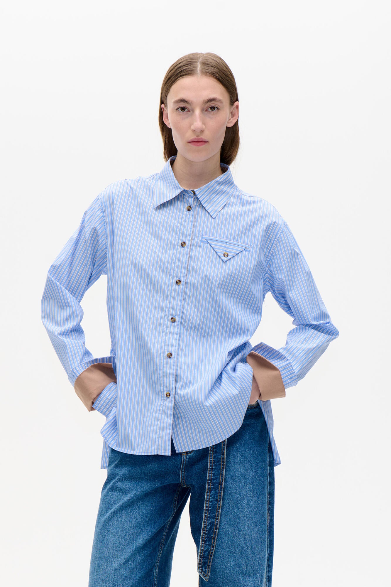 Melinda skjorte - Light Blue Stripe