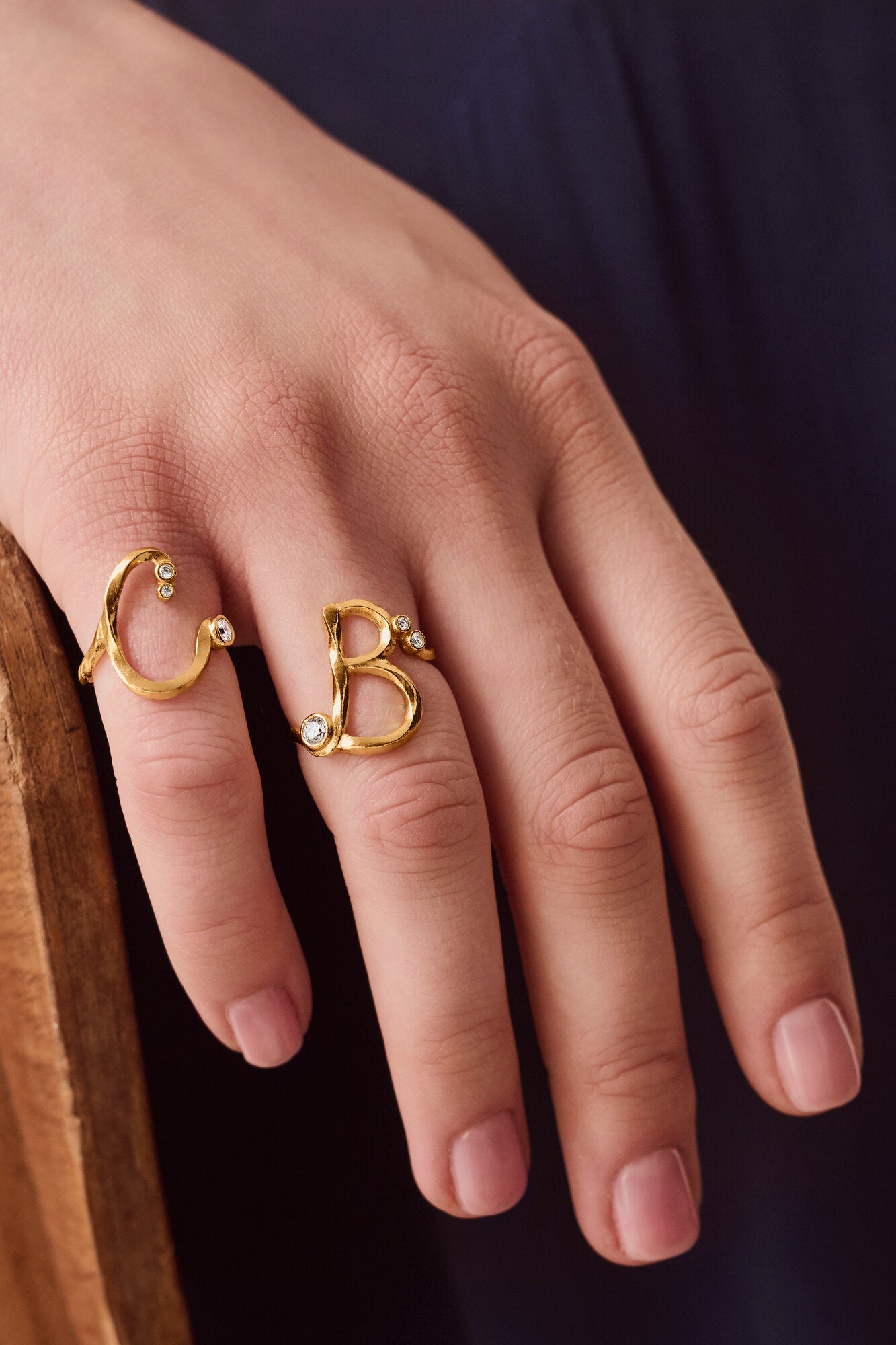Alfabet Ring, B - Forgyldt