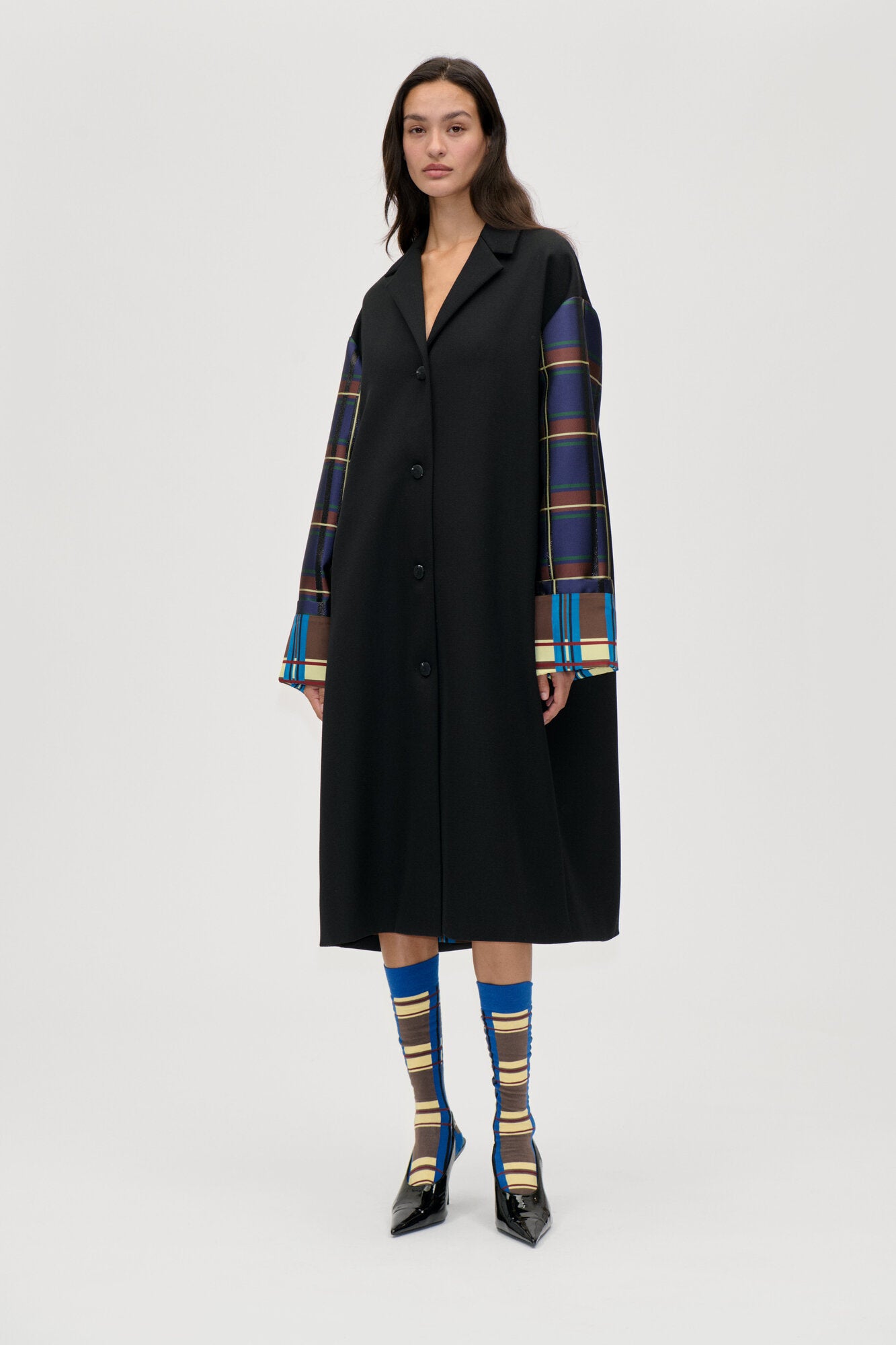 1499 Glitter Jacquard/Twill Mix Bell Sleeve frakke – Crosschecks