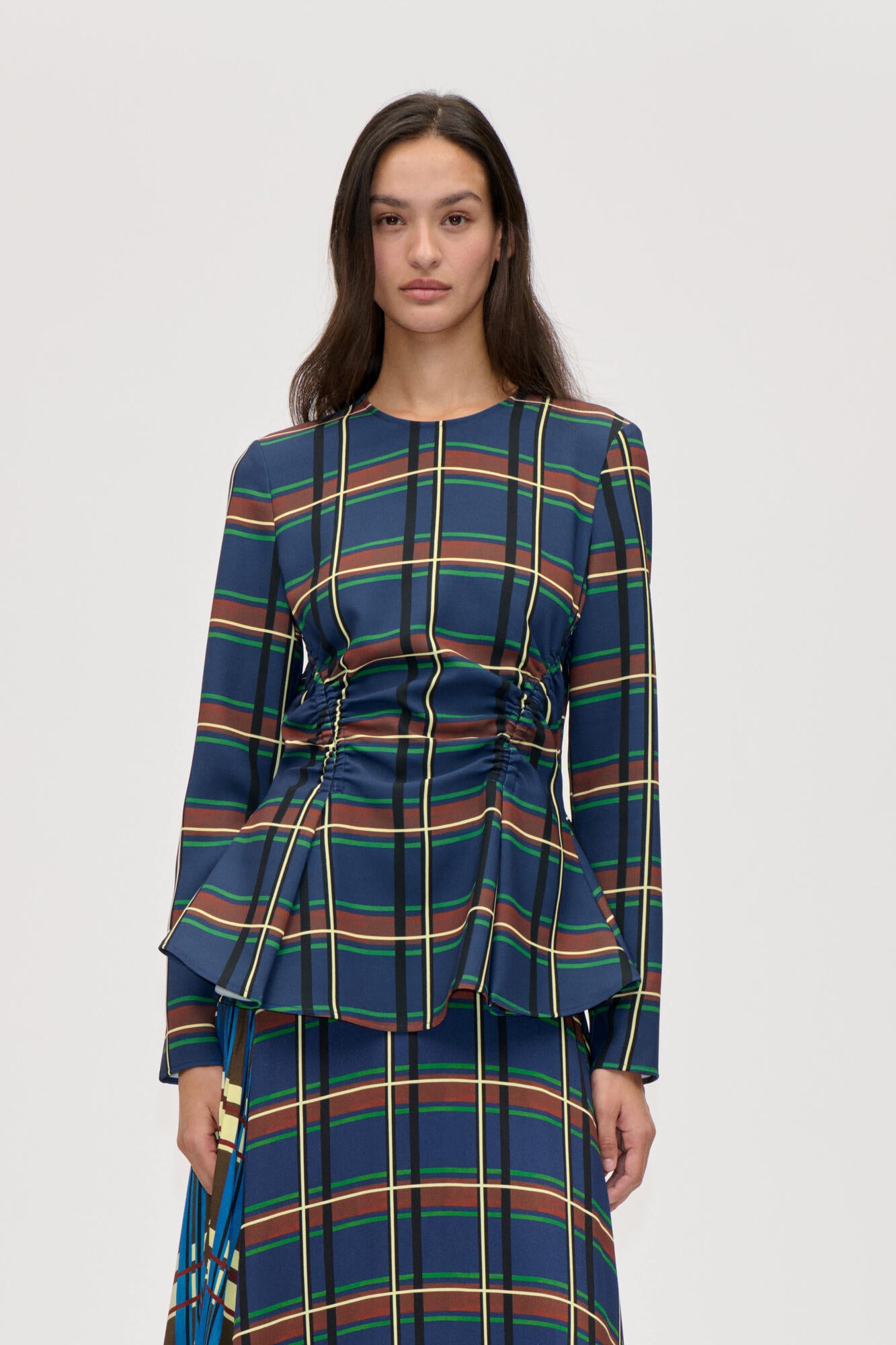 2591 Twill Cady Gathered Peplum bluse – Crosschecks