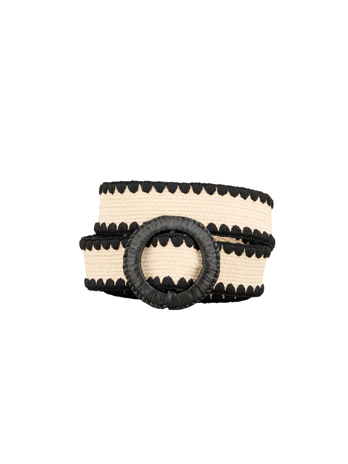 Crochet Slim Zia bælte - natur/sort