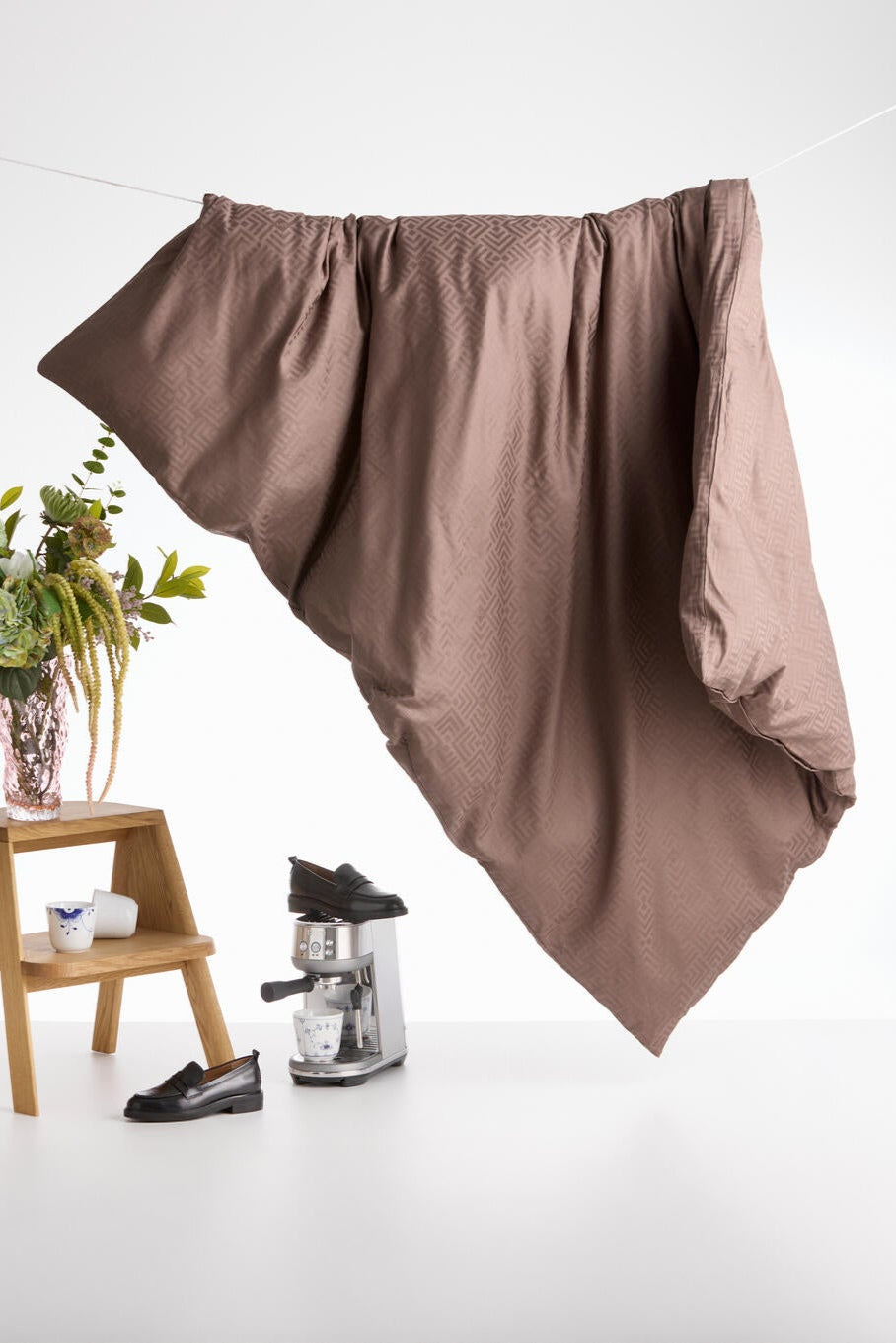 Jacquard logo sengetøj - Taupe