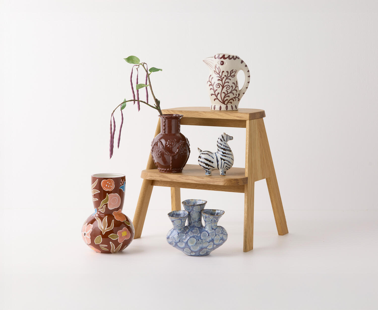 Vase med blomster embrase, fig- H24 cm