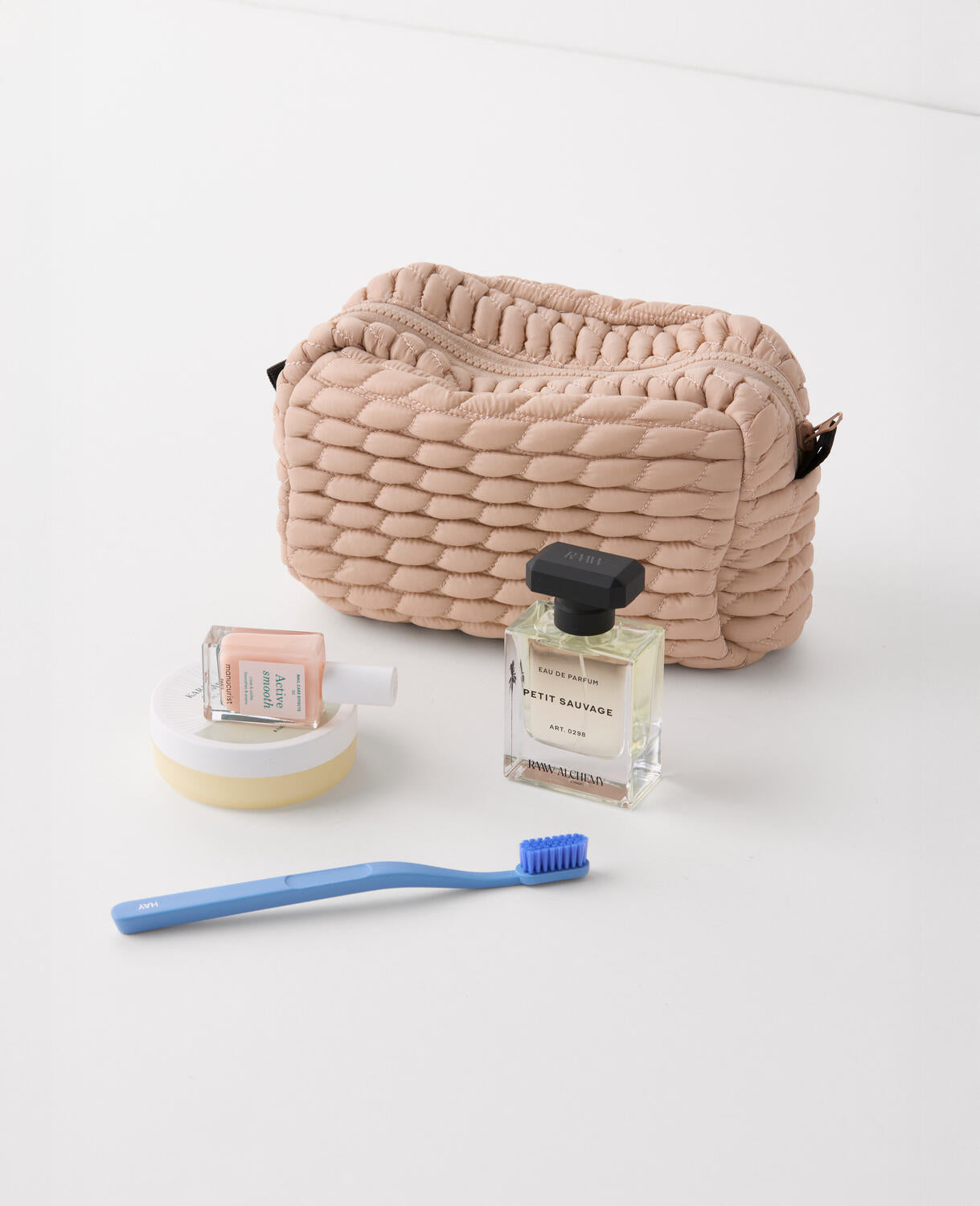 Toilettaske, beige - 22x30 cm