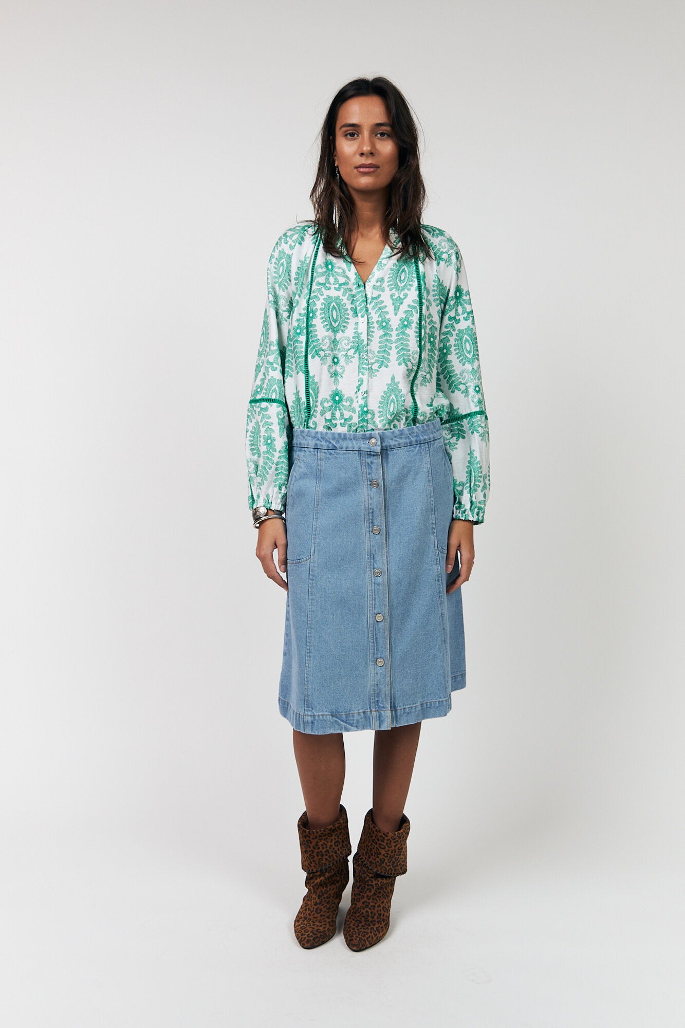 VeroLL skjortebluse - grøn