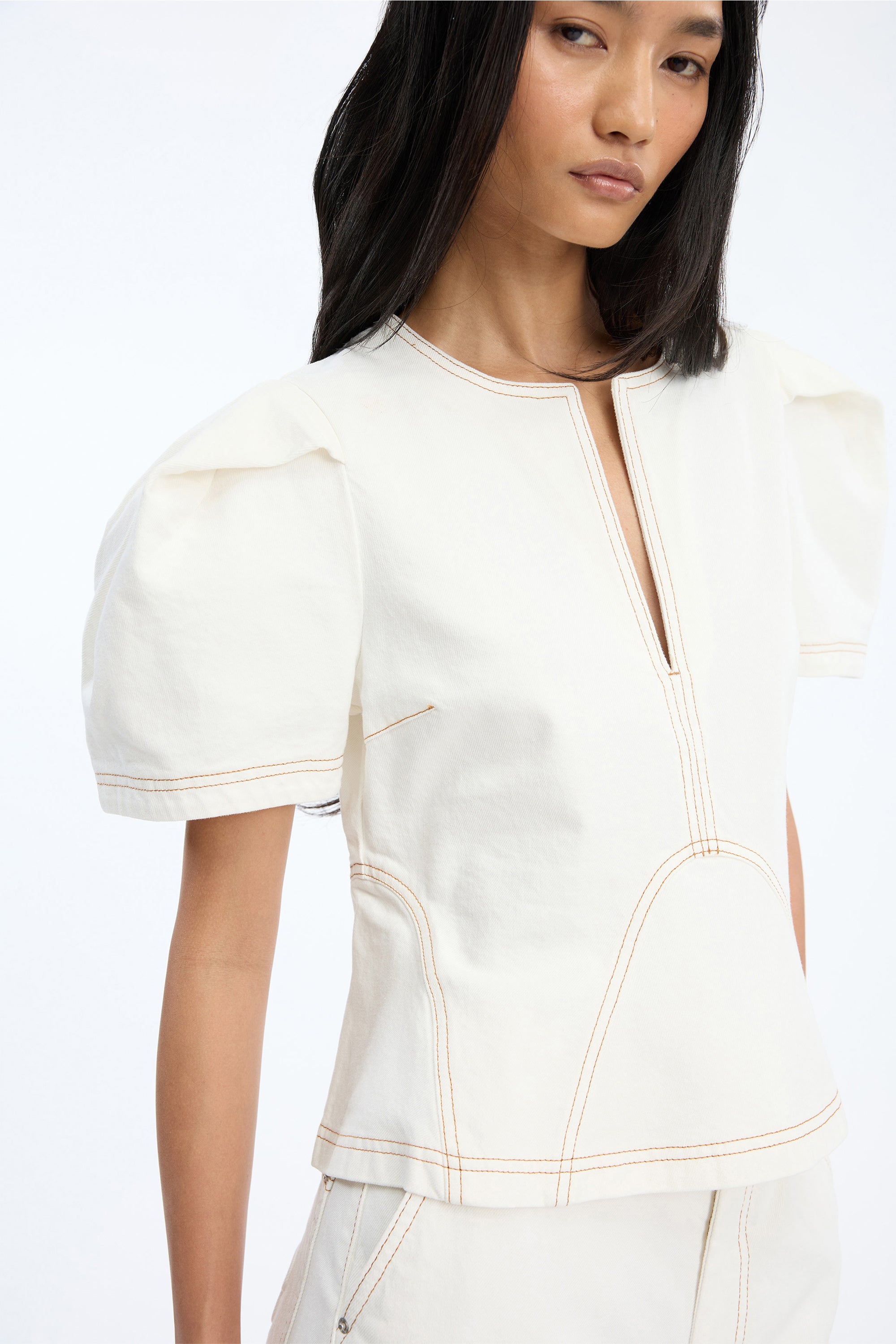 Baynor denimtop - Ivory