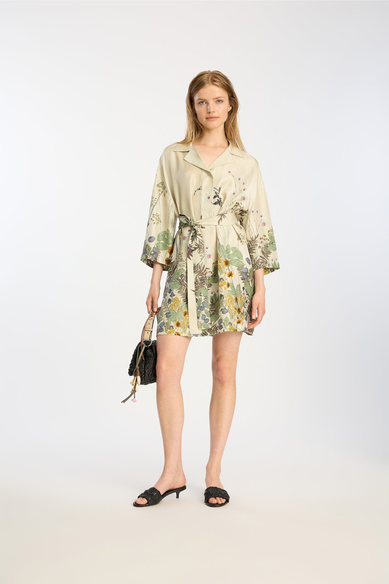 Ratana silkekjole - Print Creme