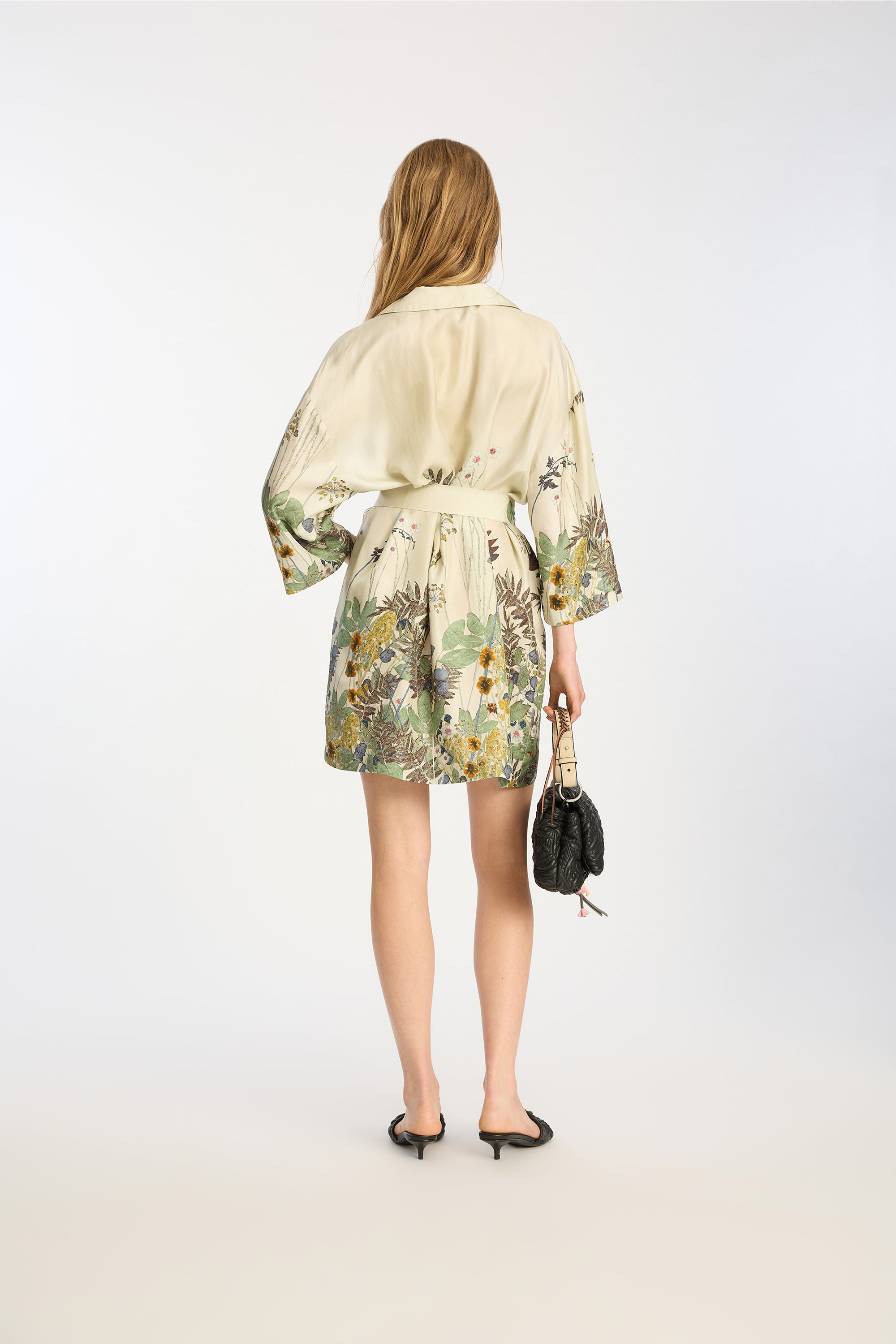 Ratana silkekjole - Print Creme