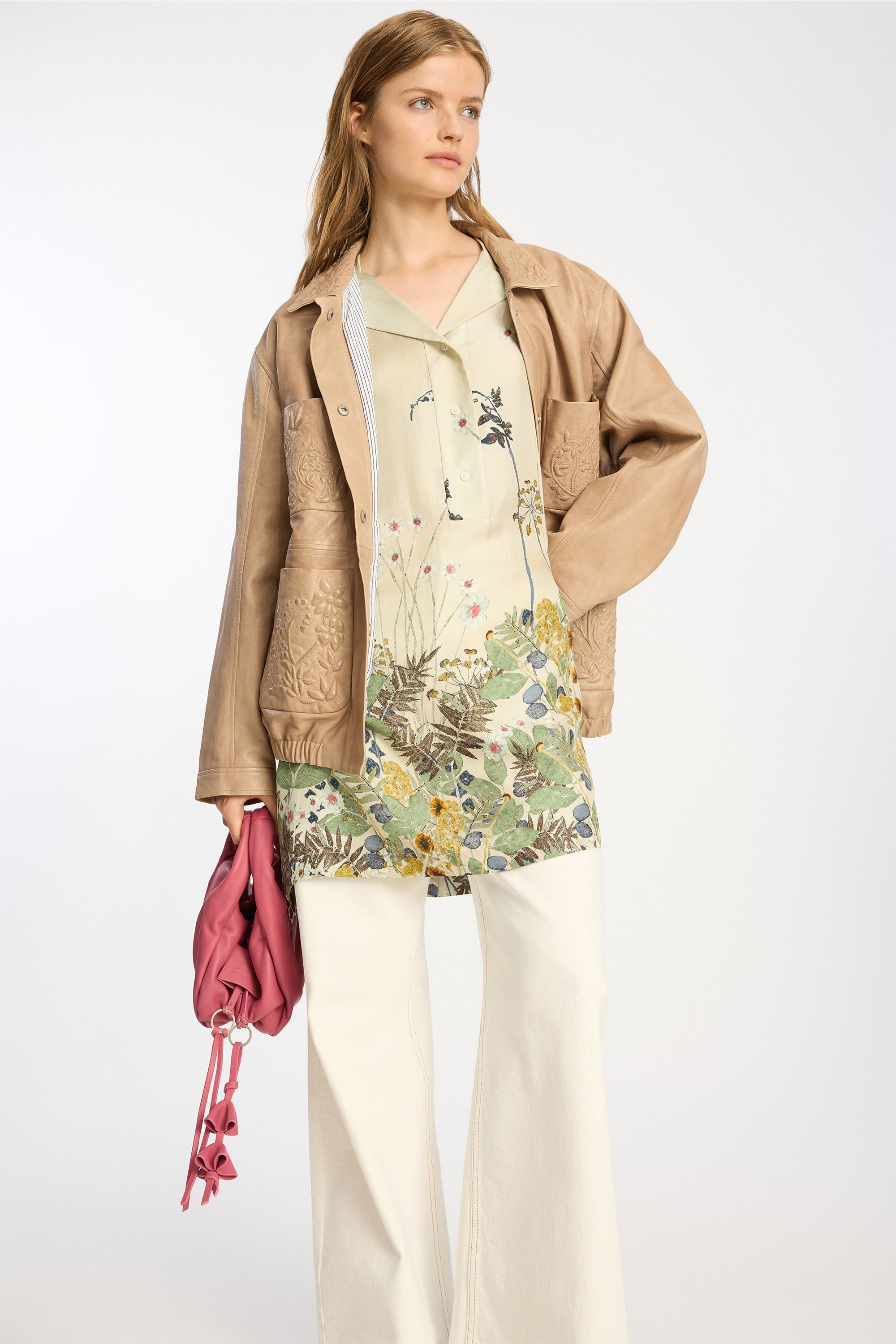 Ratana silkekjole - Print Creme