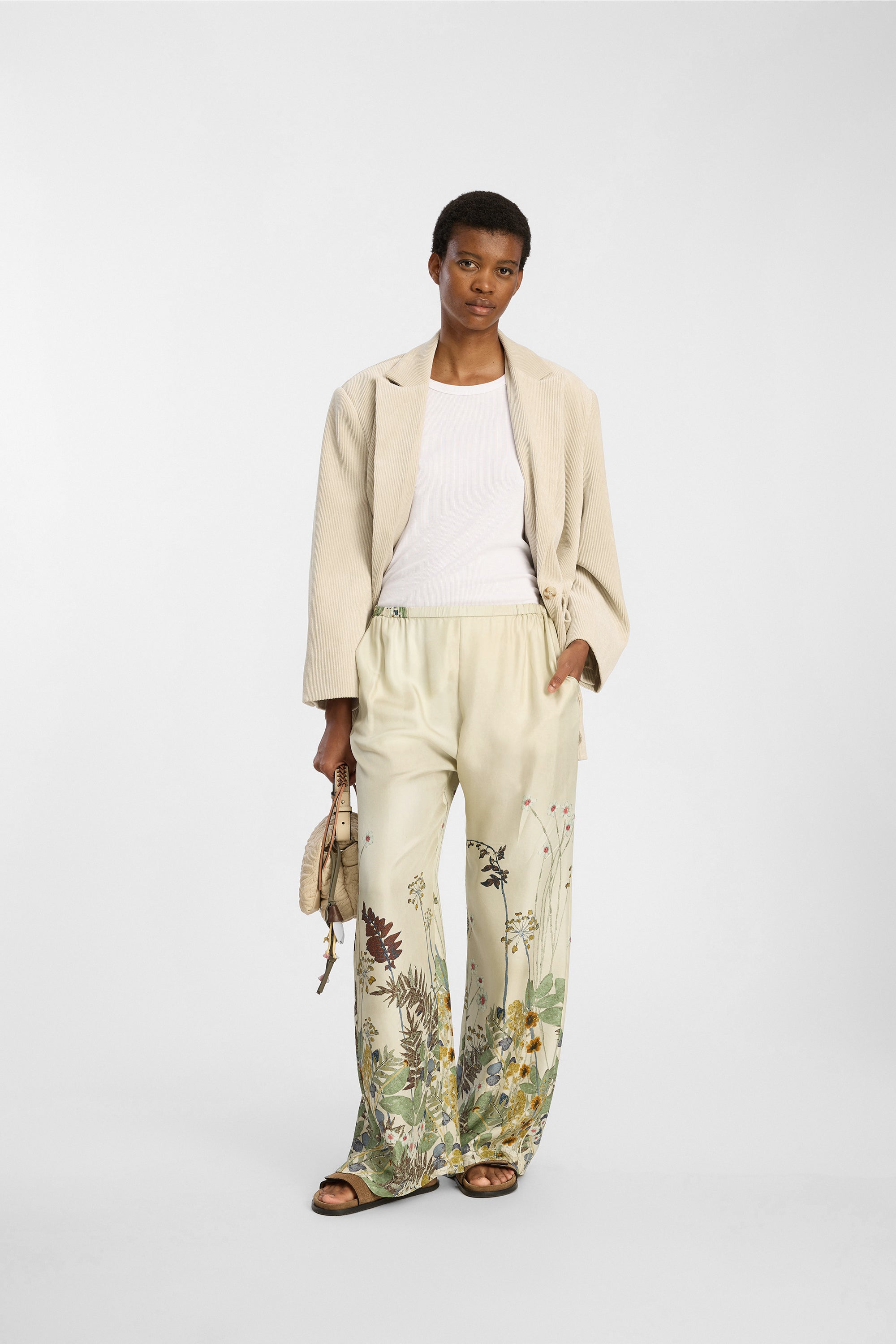 Fabert silkebukser - Print Creme