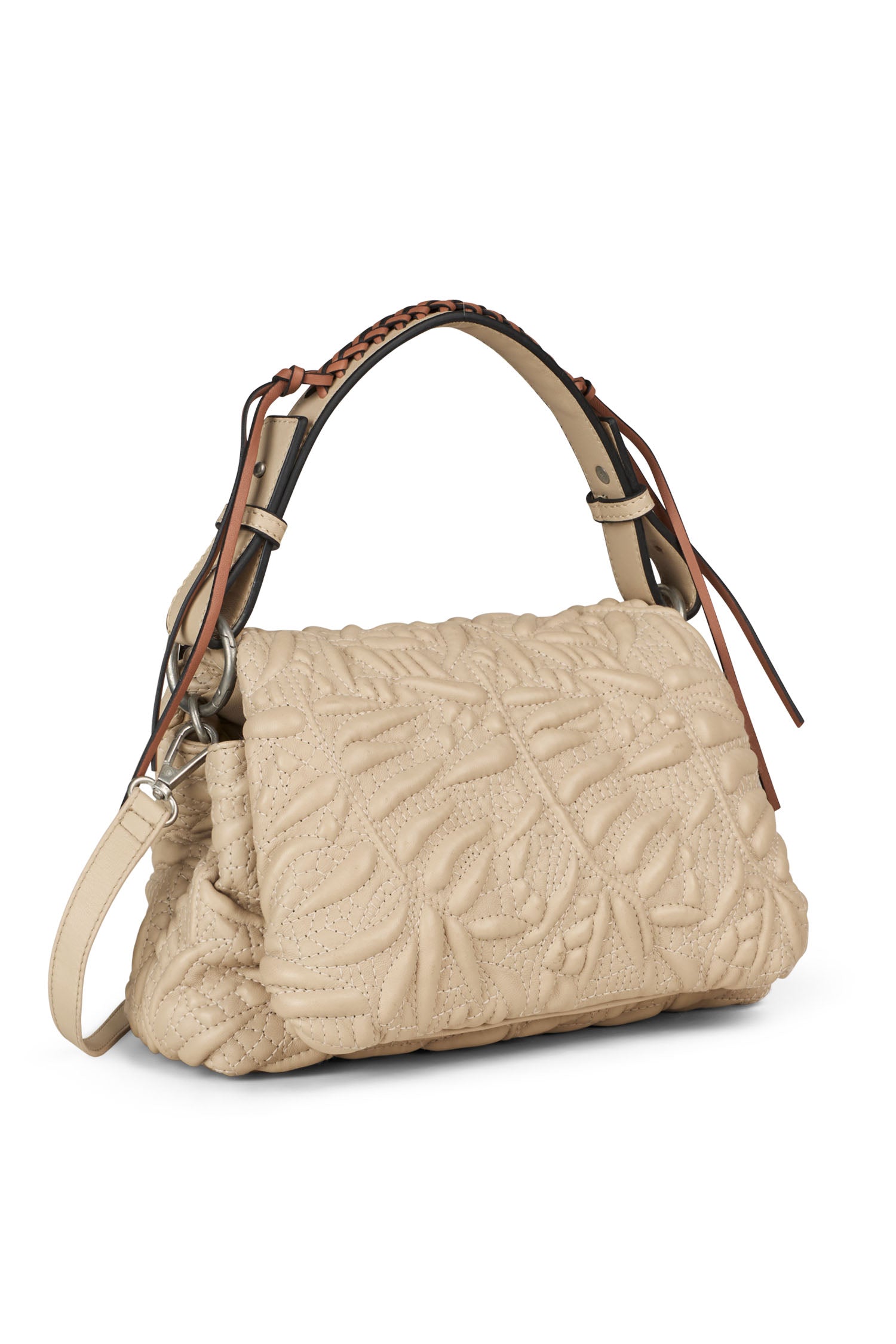 Roluke lædertaske - beige