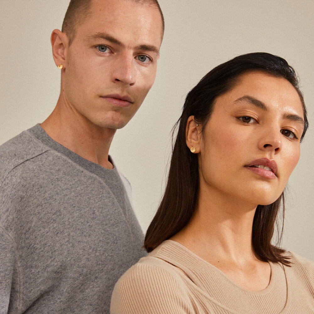 Opal øreringe - forgyldte