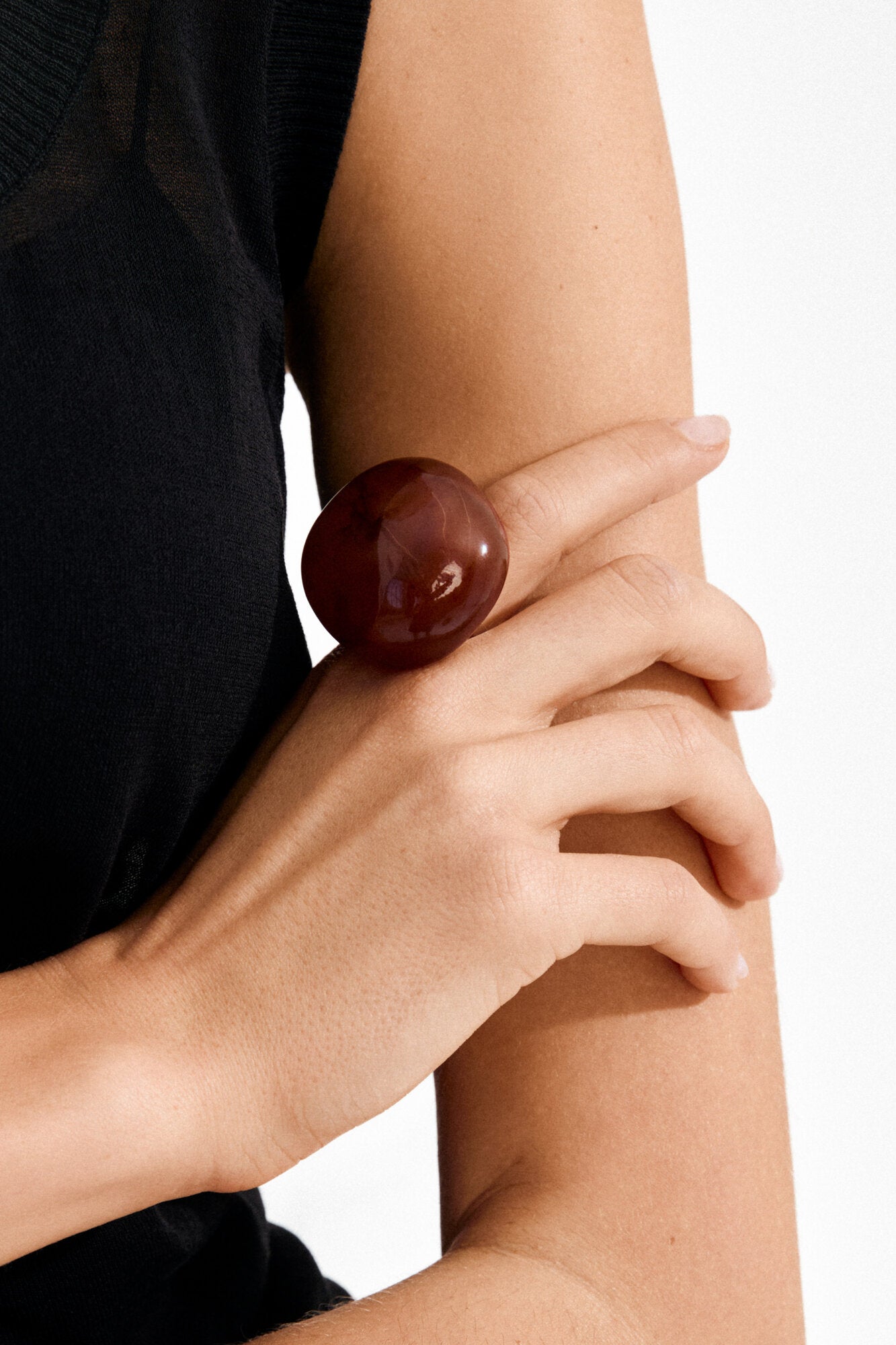 Aase ring - Amber/Sølvbelagt