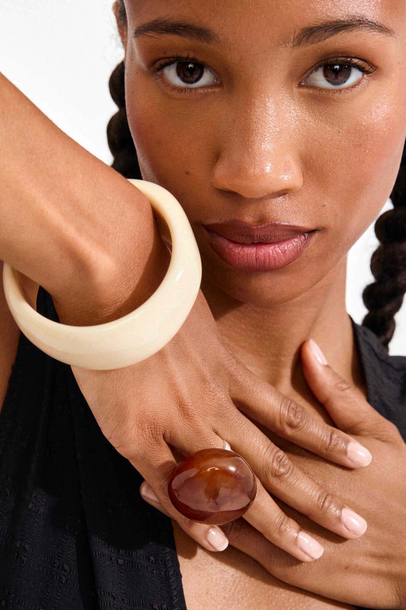 Aase ring - Amber/Sølvbelagt