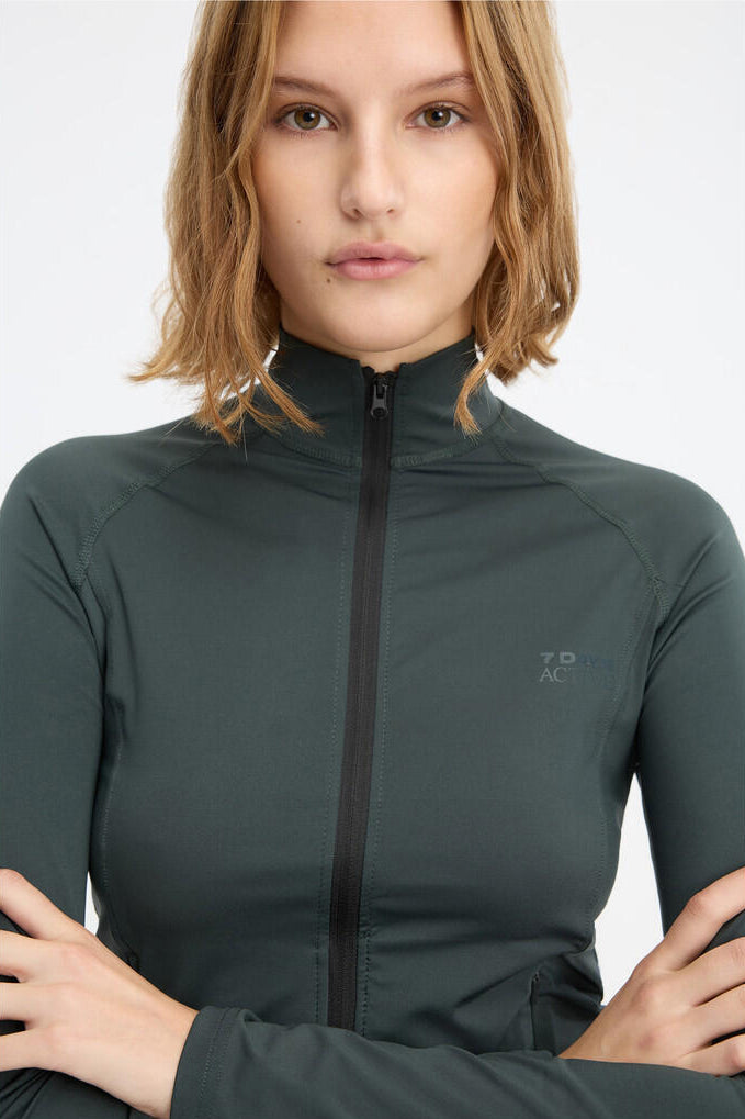 Full Zip Running top - 060 Petrol