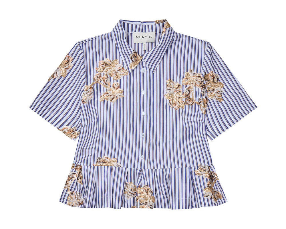 Nuriana kortærmet skjorte - 333 Stripe White