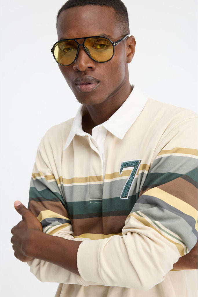 Stripes Long Sleeve polotrøje - 005 Beige