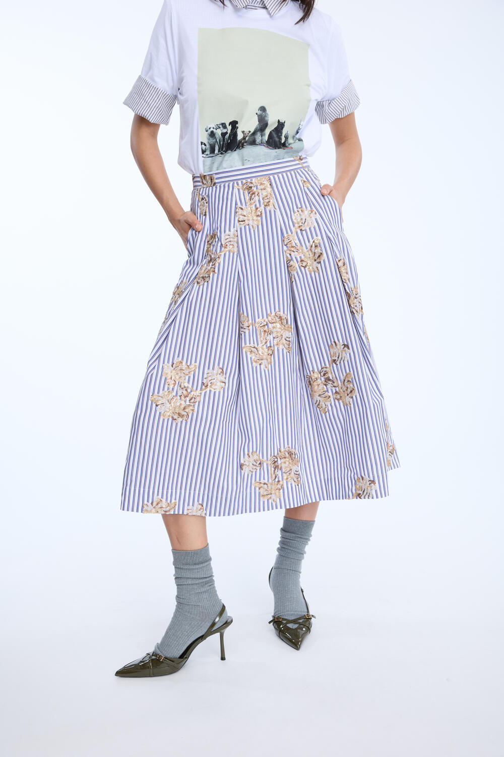 Nukkia nederdel - 333 Stripe White
