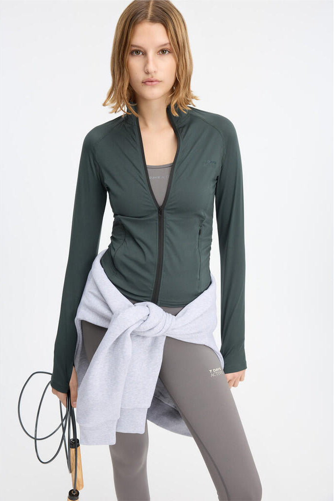 Full Zip Running top - 060 Petrol