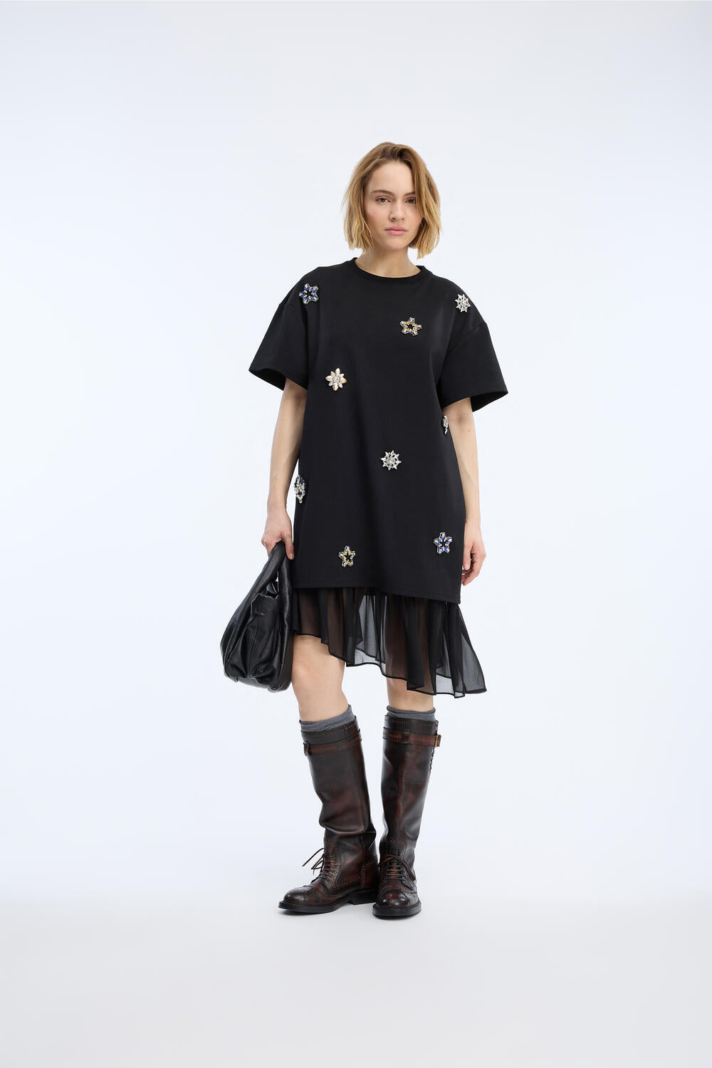 Visorless t-shirt kjole - sort