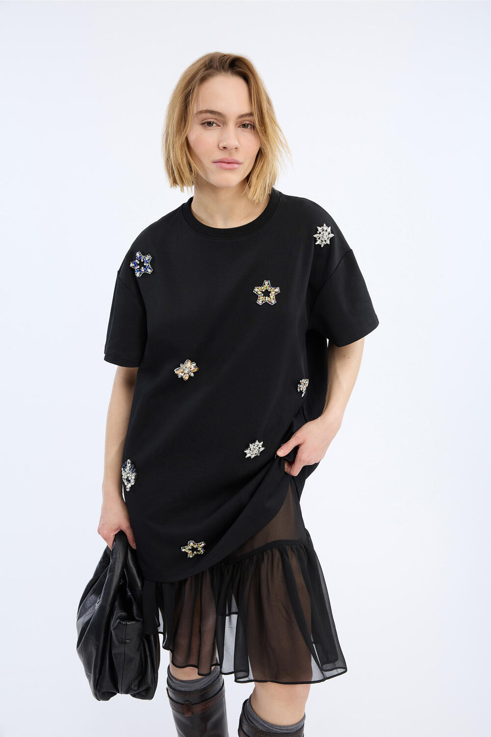 Visorless t-shirt kjole - sort
