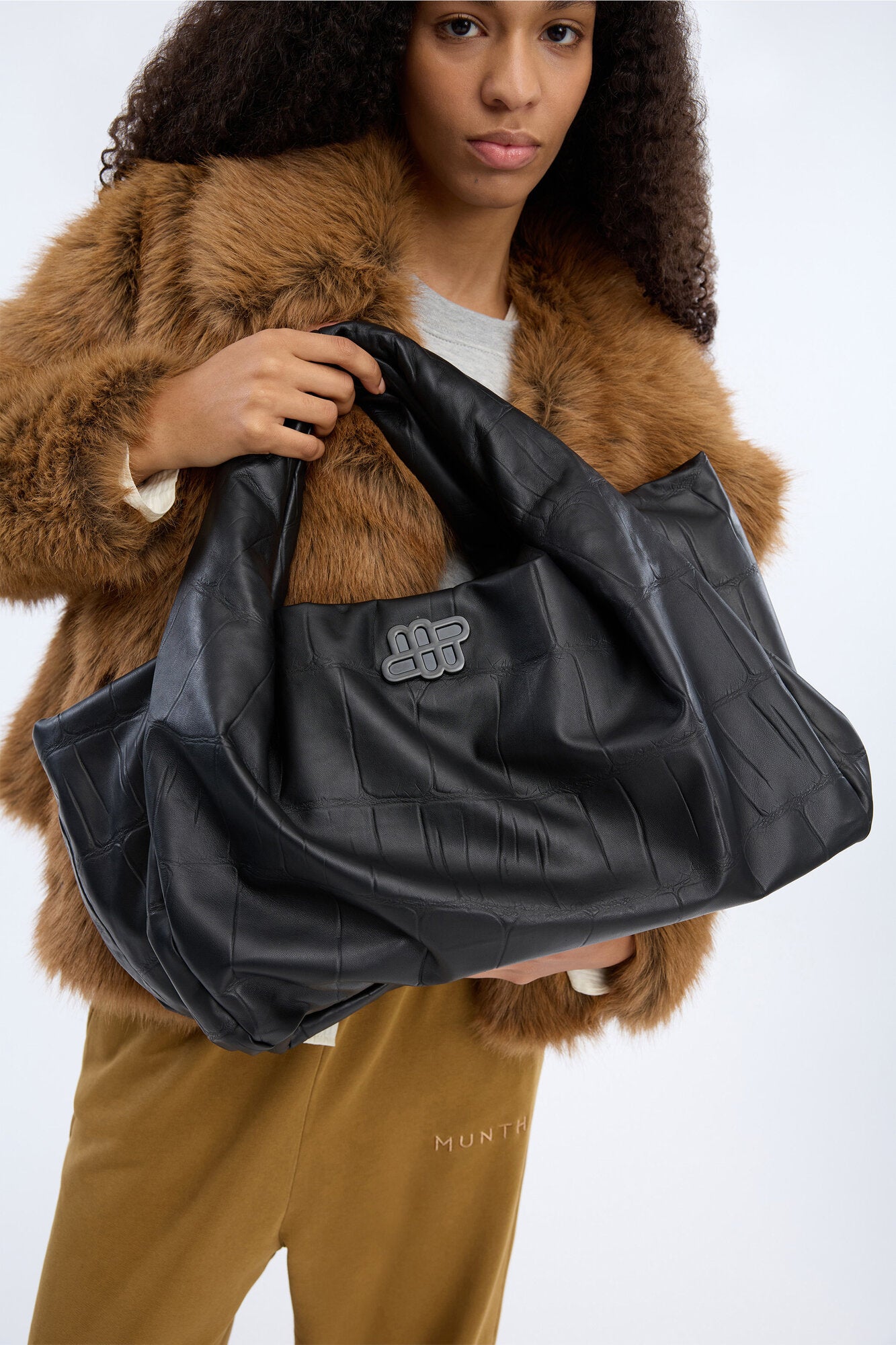 Lixio Croco lædertaske - 2 Black