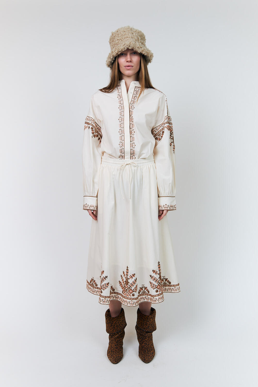 BristolLL midi nederdel - 02 Creme