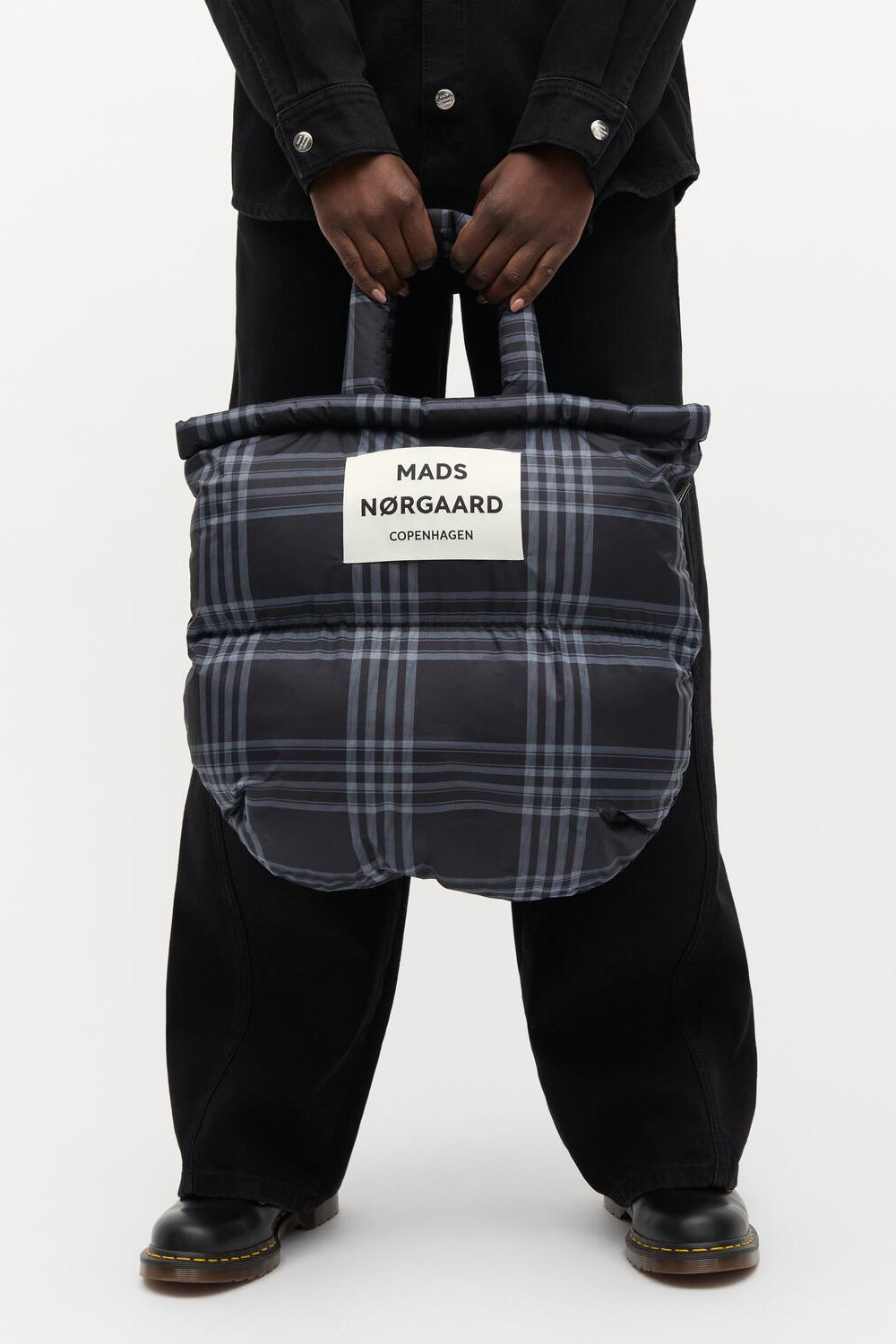 Light Ripstop Pillow Aop taske - Black/Vanilla Ice