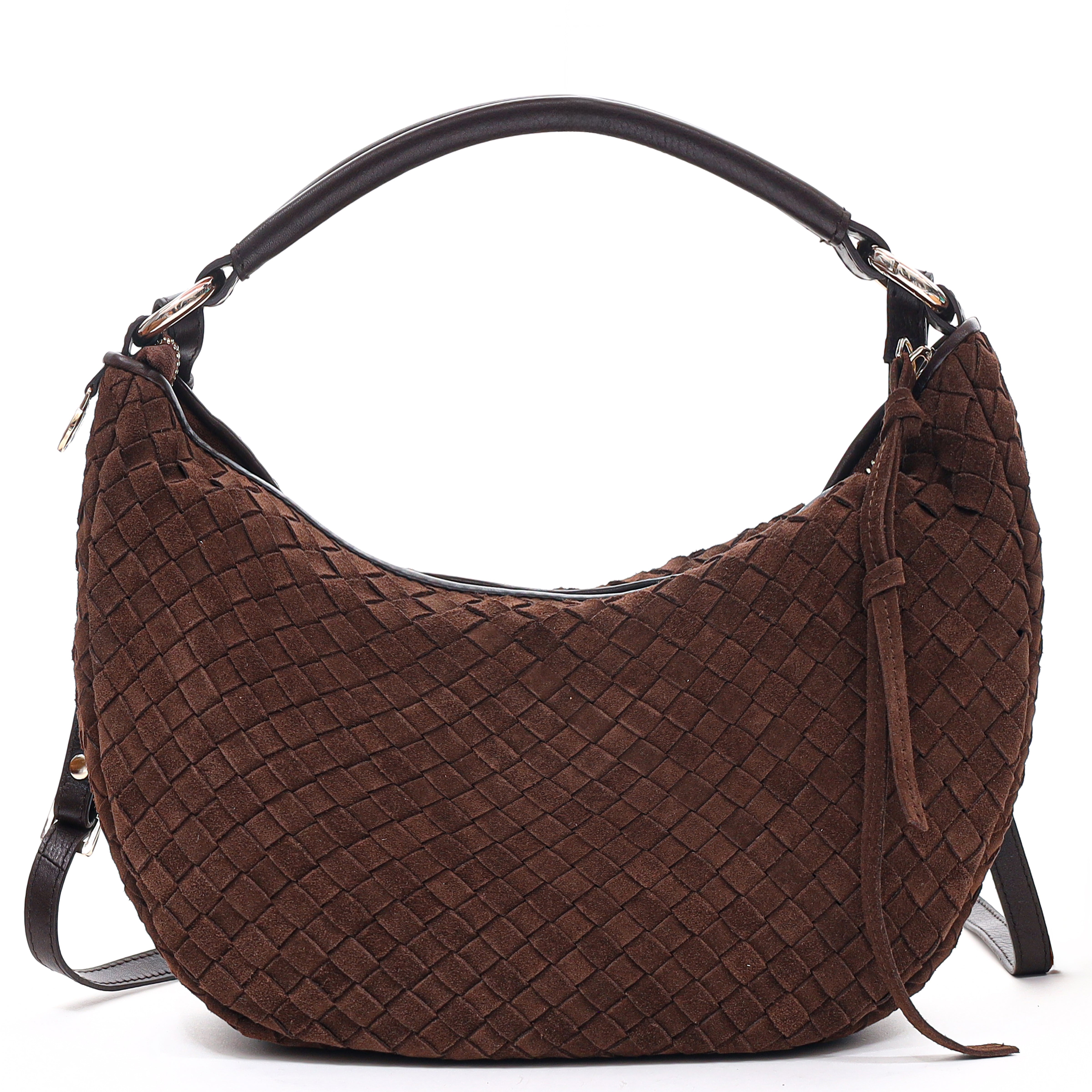 Rozzano Marlin Braided ruskind skuldertaske - Chocolate