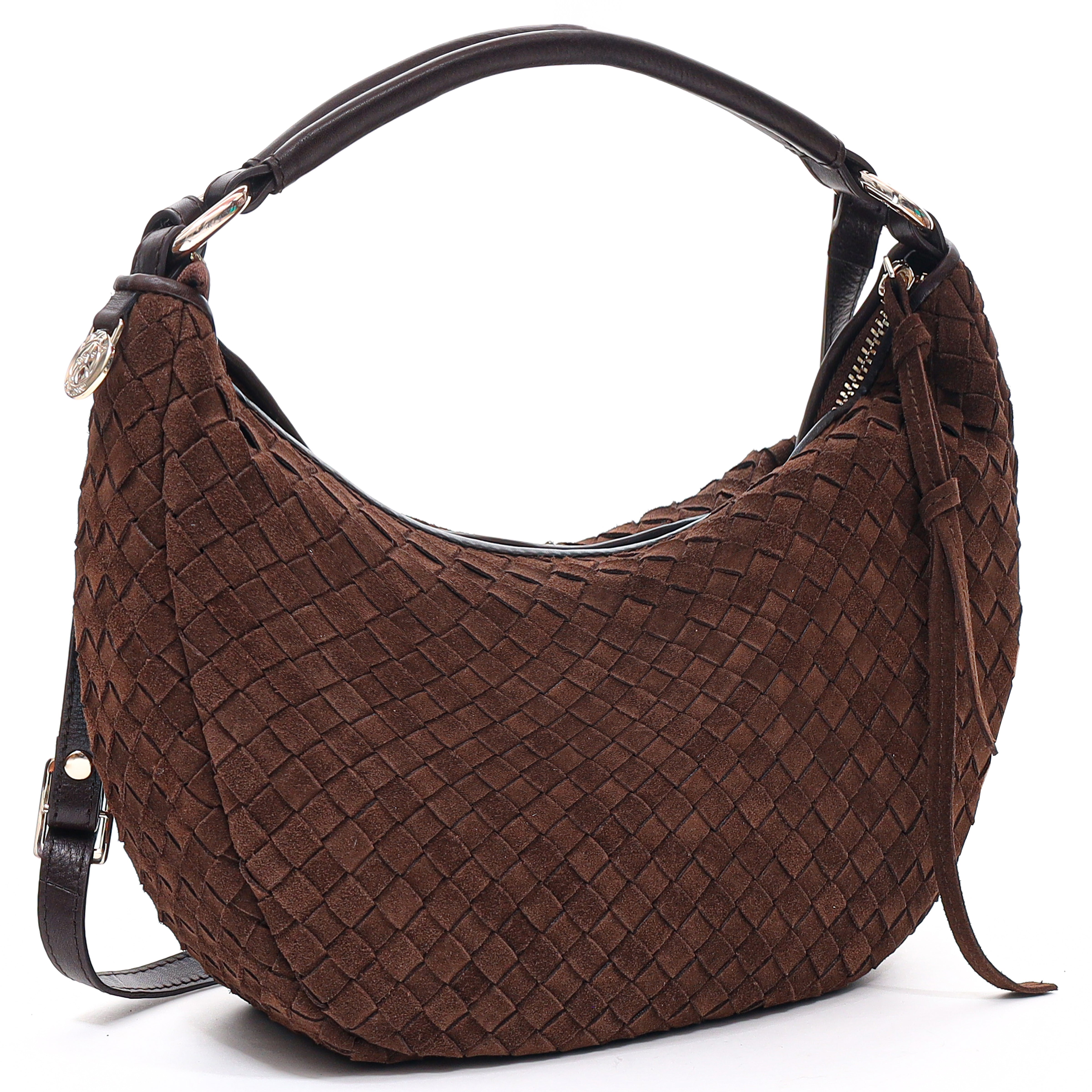 Rozzano Marlin Braided ruskind skuldertaske - Chocolate
