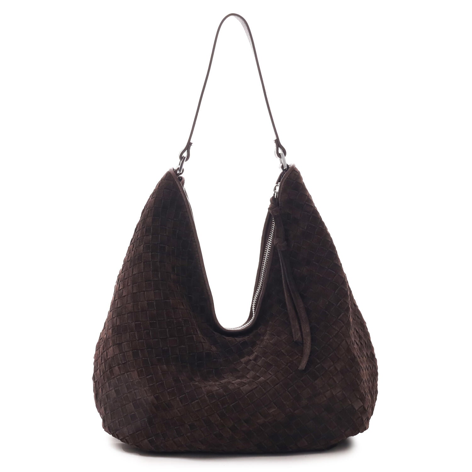 Rozzano Mindy Braided ruskind skuldertaske - Dark Brown