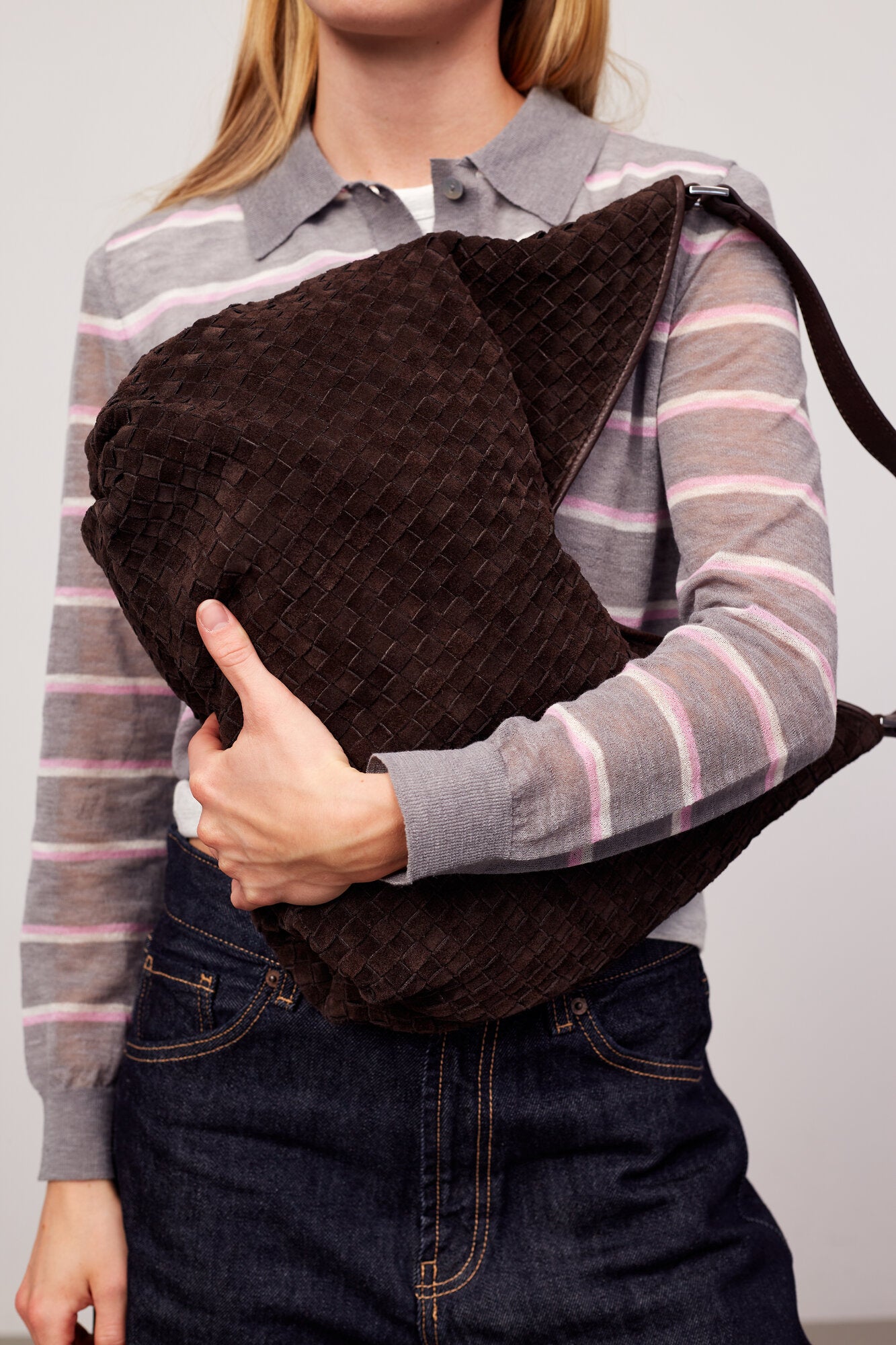 Rozzano Mindy Braided ruskind skuldertaske - Dark Brown