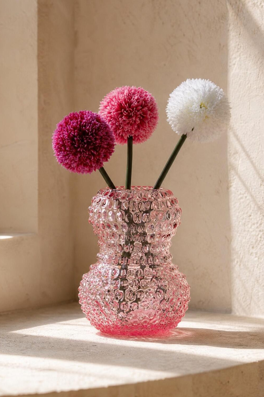 Hobnail Birdie Maxi vase, H26 cm – rosa